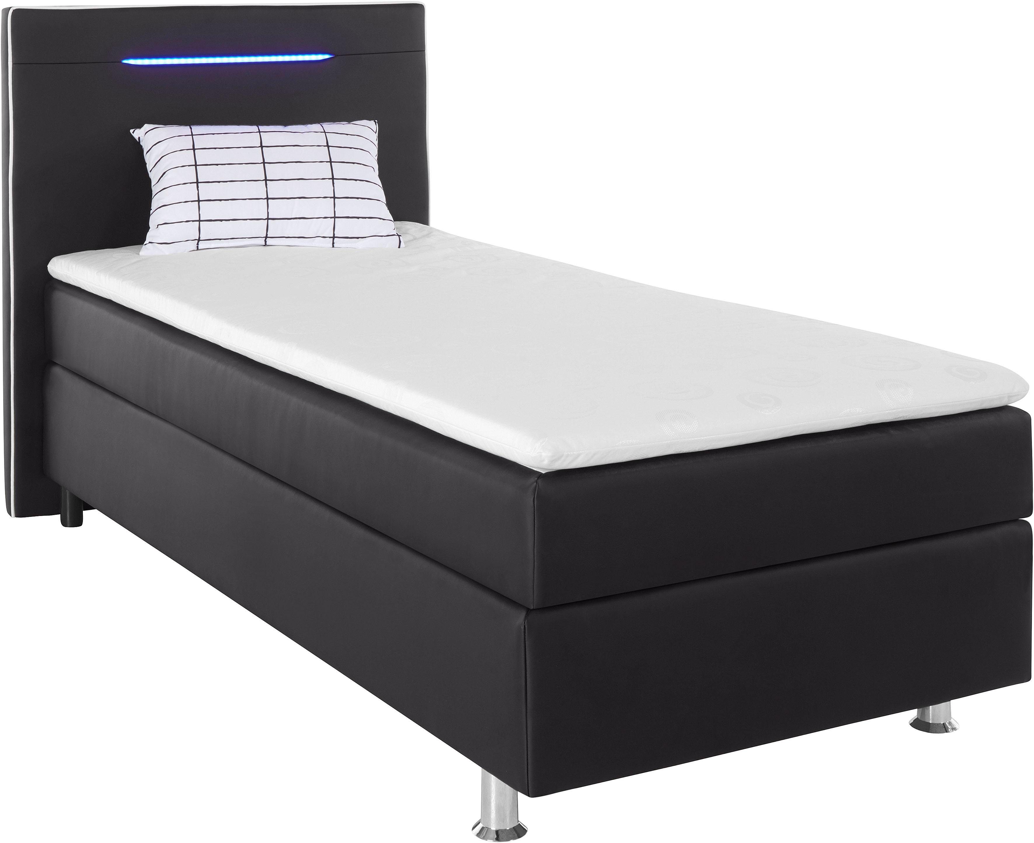 COLLECTION AB Boxspring London, inclusief topper en kussens, met LED-verlichting Boxspringbed verkrijgbaar in 90cmx200cm, 140cmx200cm & 180cmx200cm