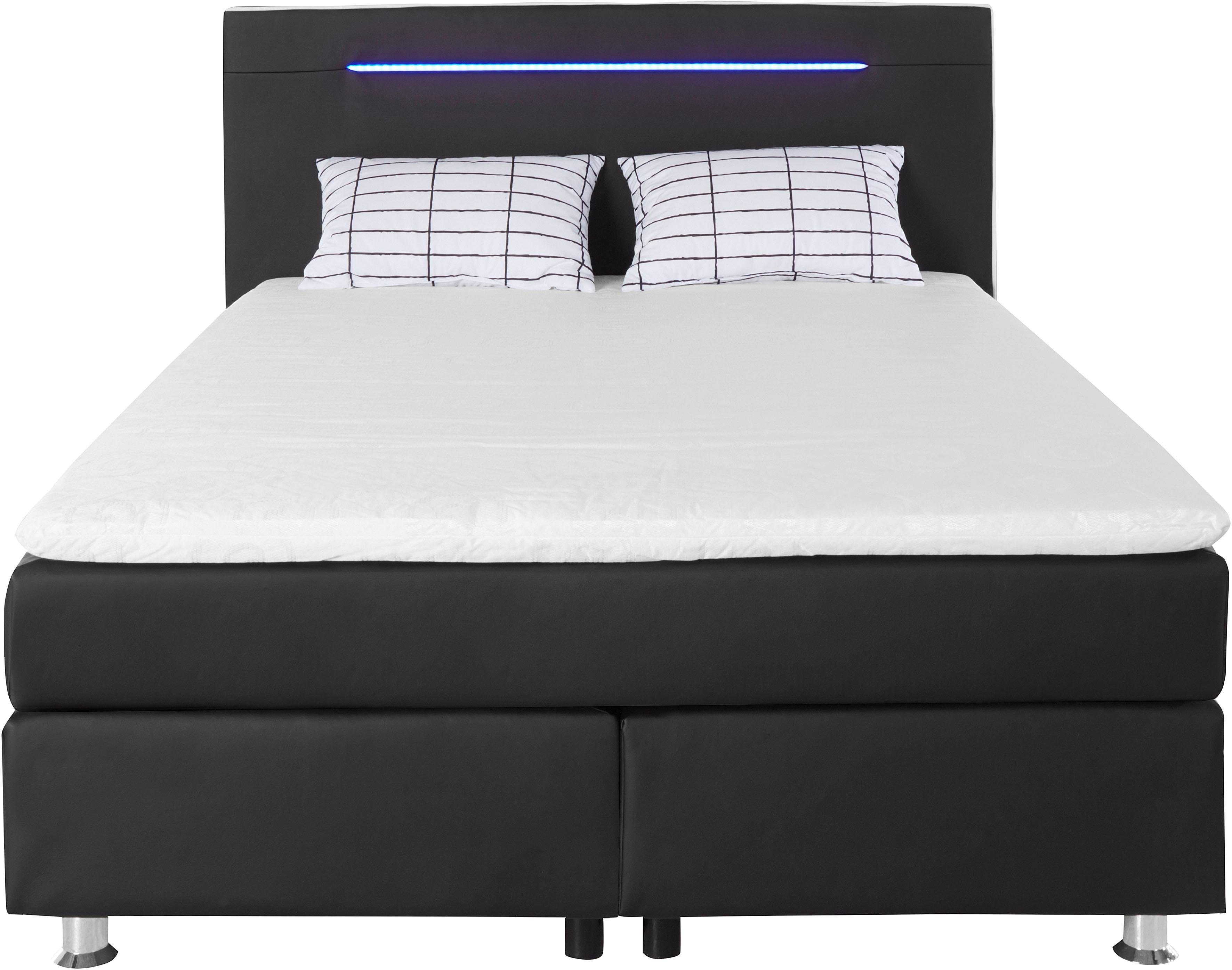 COLLECTION AB Boxspring London, inklusive Topper und Kissen, mit LED-Beleuchtung inclusief ledverlichting, topmatras en kussen