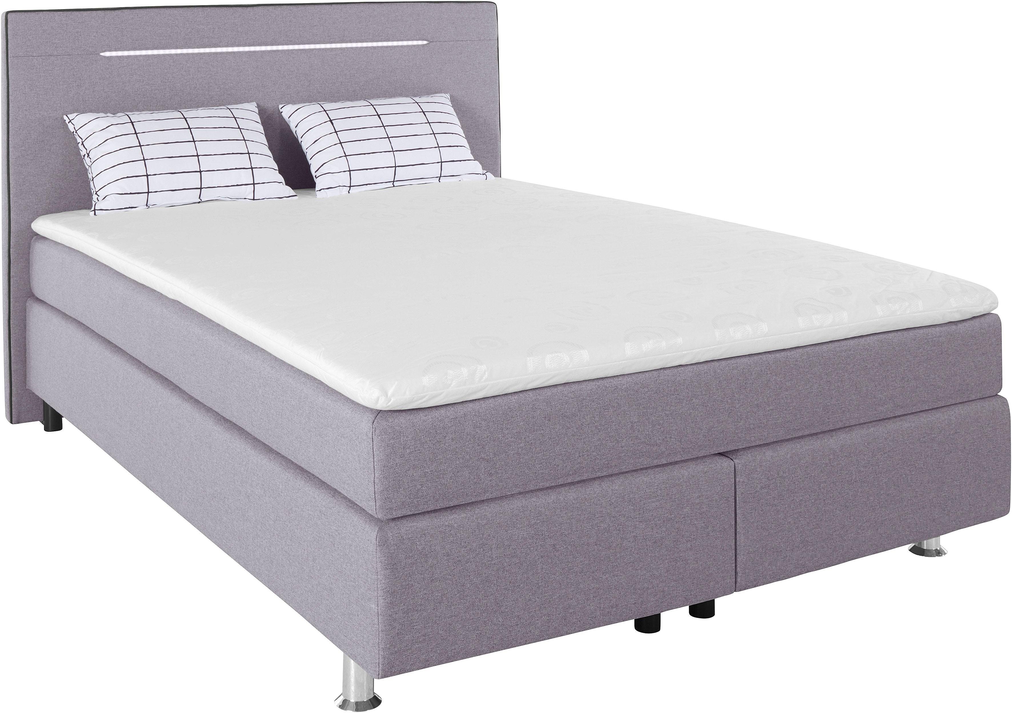 COLLECTION AB Boxspring London, inclusief topper en kussens, met LED-verlichting Boxspringbed verkrijgbaar in 90cmx200cm, 140cmx200cm & 180cmx200cm