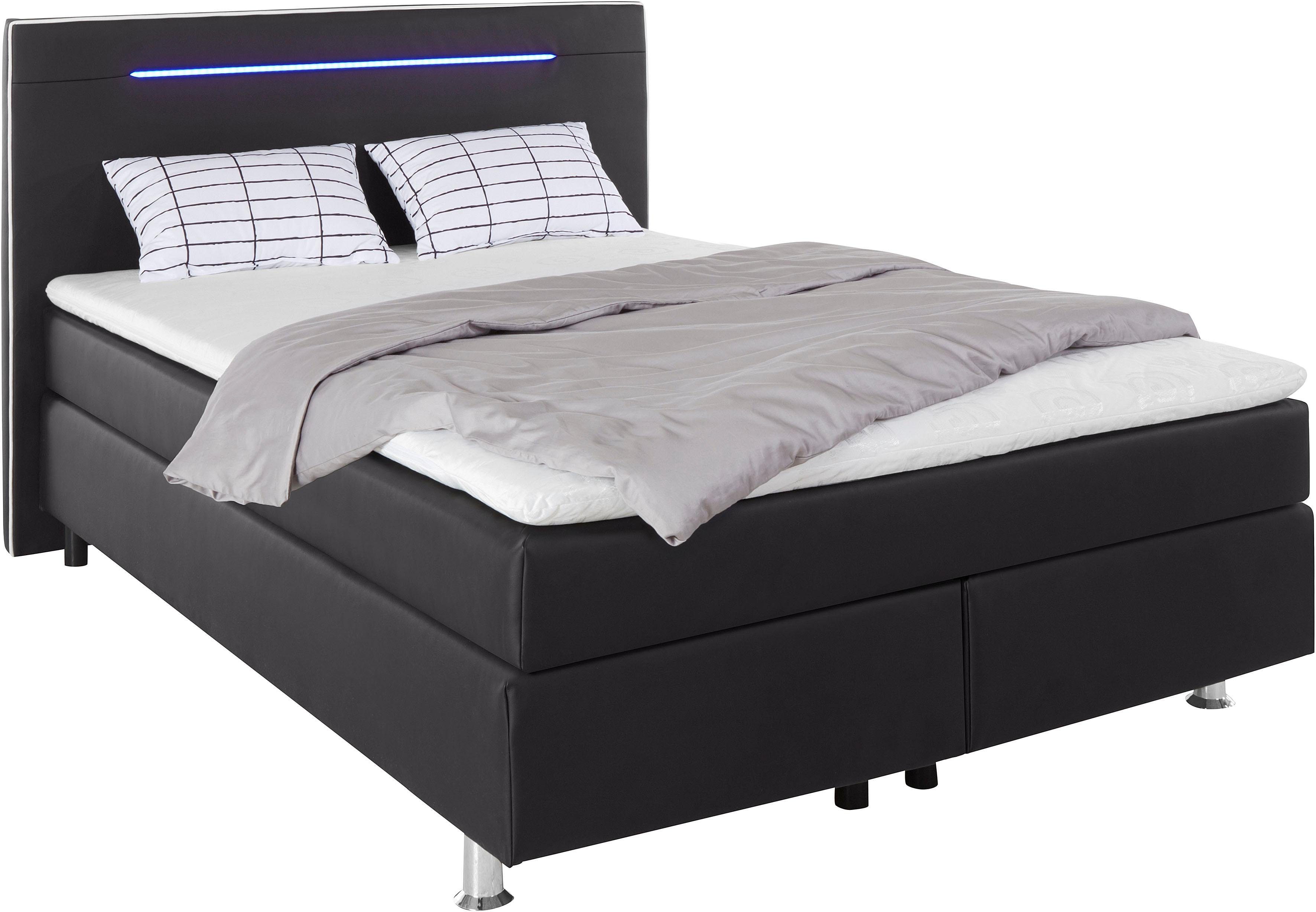 COLLECTION AB Boxspring London, inklusive Topper und Kissen, mit LED-Beleuchtung inclusief ledverlichting, topmatras en kussen