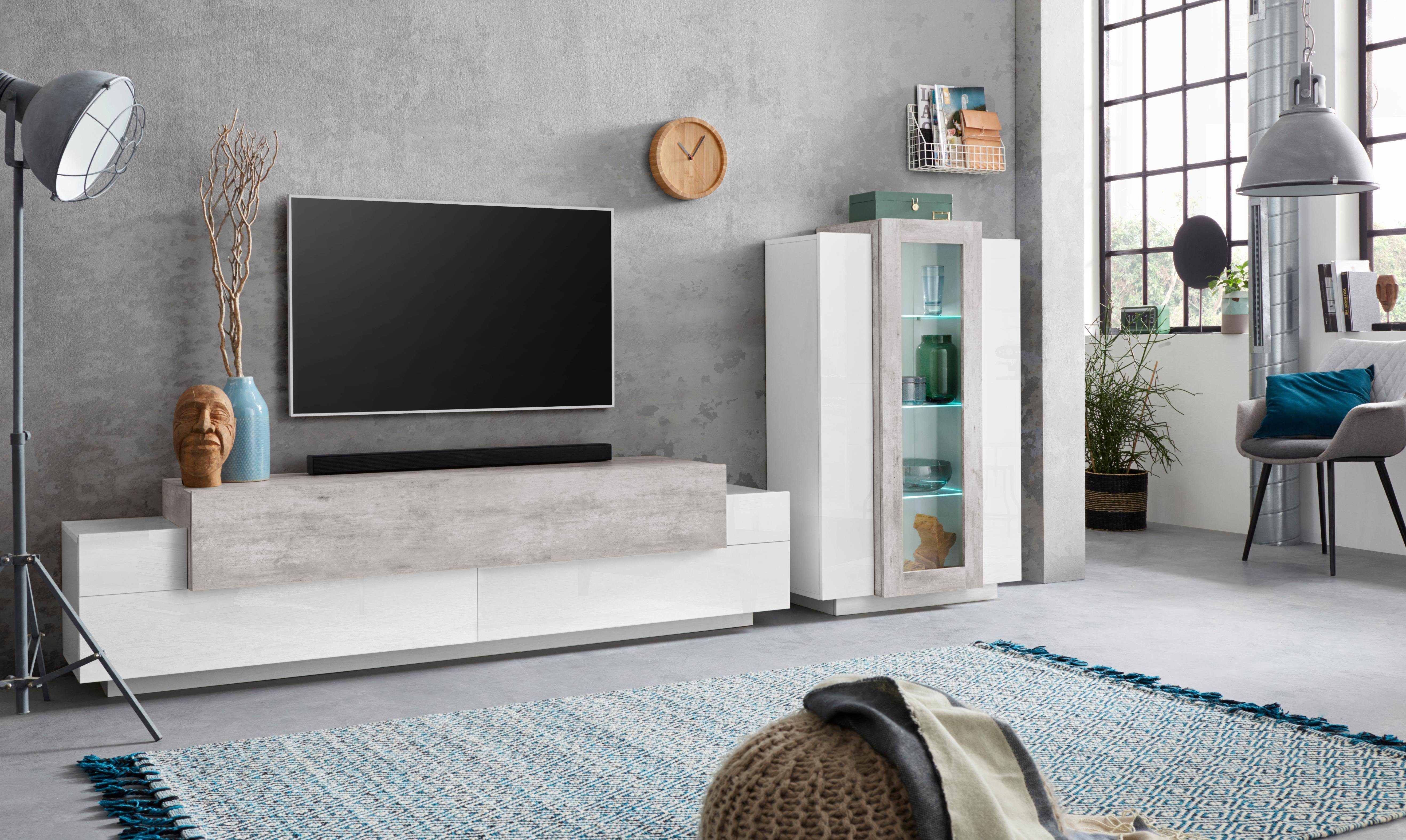 INOSIGN Tv-meubel Coro, lowboard, TV-commode, TV-meubelen, TV-bank met 3 kleppen waarvan 2 met push-to-open functie, breedte 200 cm