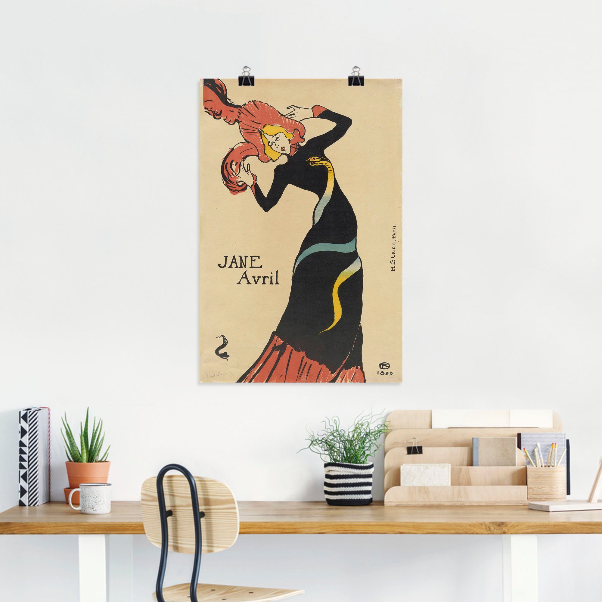 Artland Artprint Jane Avril (poster). 1899 als artprint van aluminium, artprint op linnen, muursticker of poster in verschillende maten