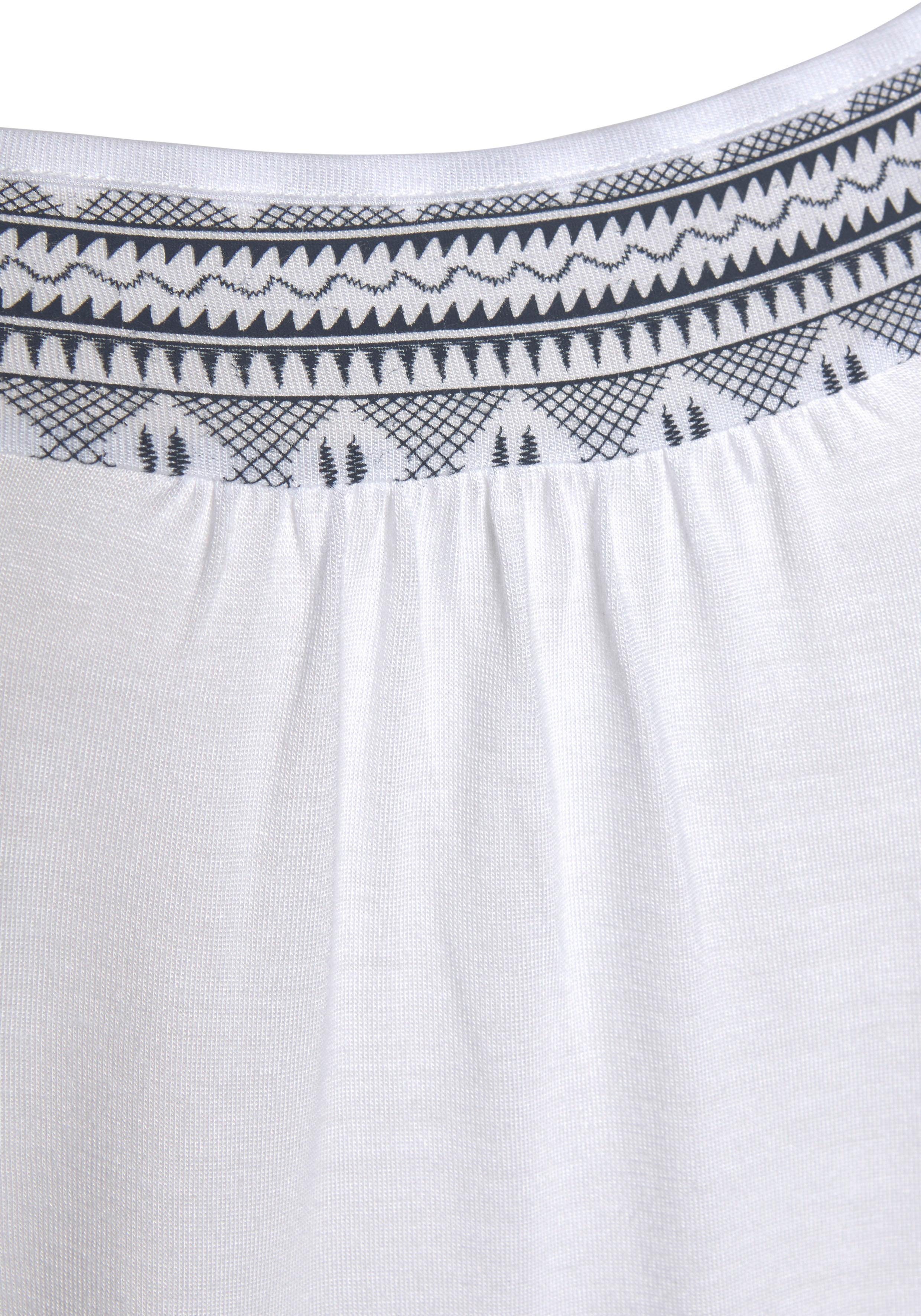 s.Oliver RED LABEL Beachwear Shirt met korte mouwen met bedrukte boorden en verstelbare schouderbandjes, off-the-shoulder