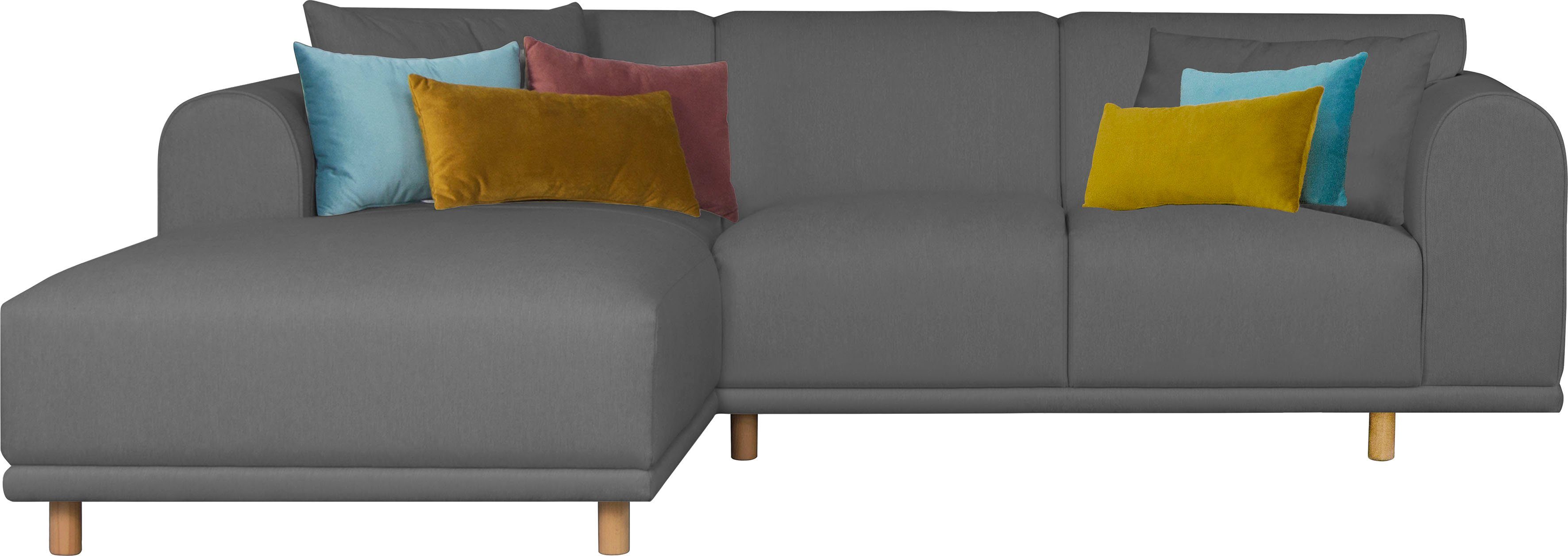 andas Hoekbank Maroon L-vorm in een scandinavisch design, met losse kussens grijs, hoekbanken, Recamiere links