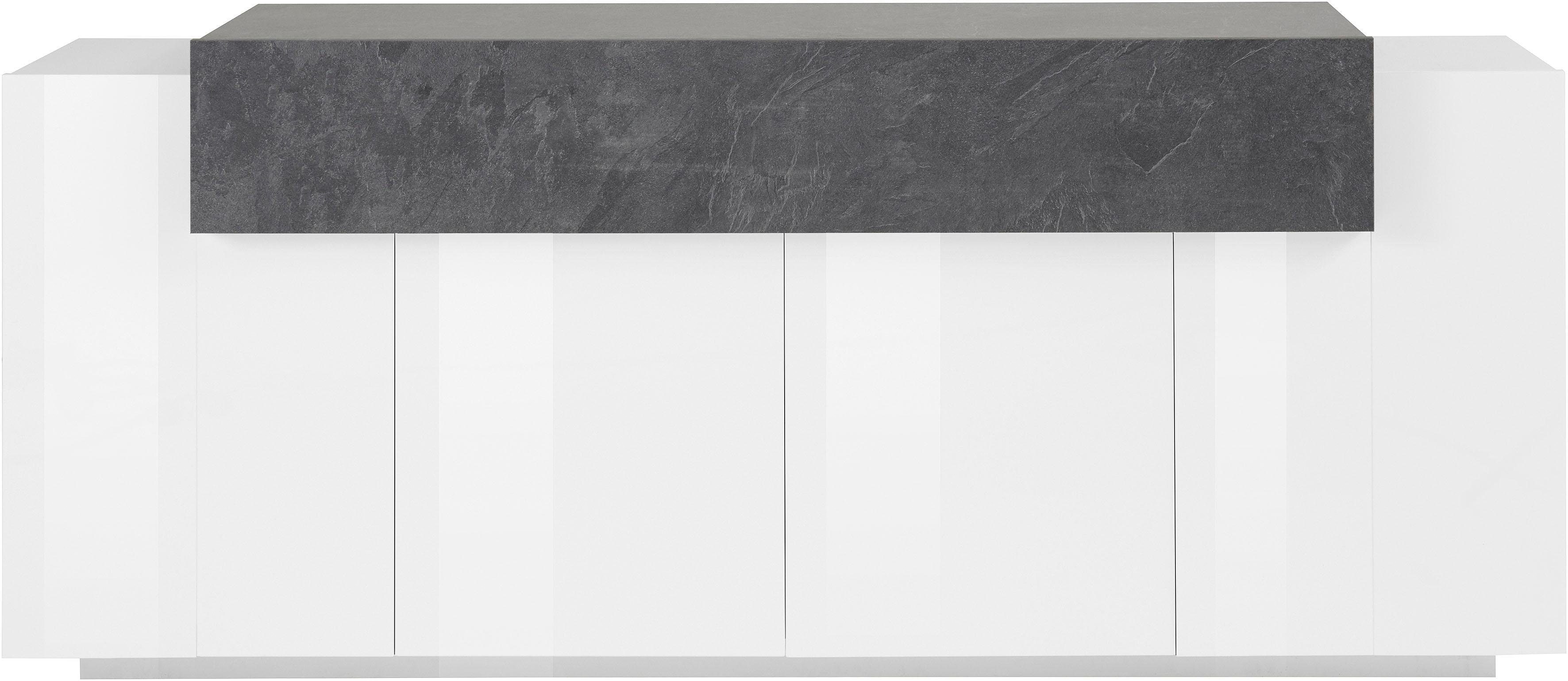INOSIGN Dressoir Coro, commode, kast, buffet, greeploos met legplanken 1 klep, 4 deuren, dubbele diepte, bxdxh 200x45x85,6 cm