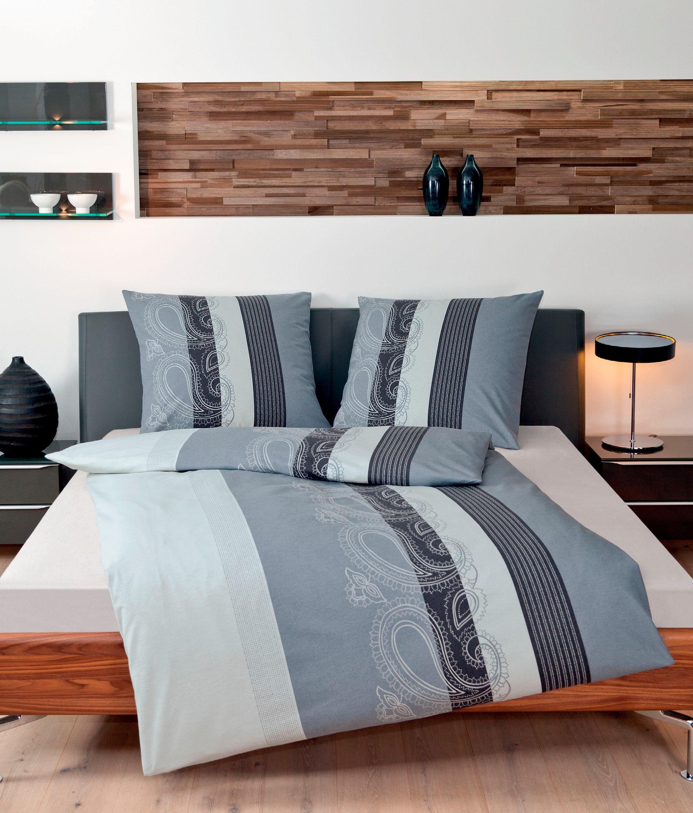 Janine Overtrekset DAVOS 6456 elegante dekbedovertrek van katoen, in verschillende kwaliteiten (2-delig) dekbedovertrekken maat 1x 155x220 cm grijs