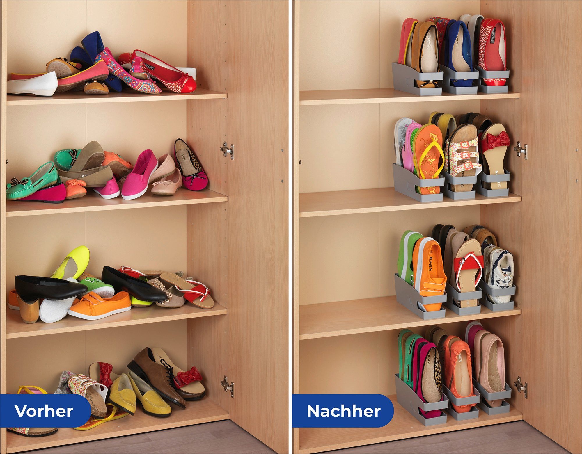 Maximex Schoenenstapelaar voor ballerina’s, voor maximaal 9 paar schoenen (3-delig)