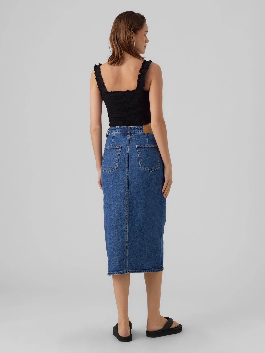 Vero Moda Maxirok VMVERI HR CALF DENIM SKIRT GA NOOS