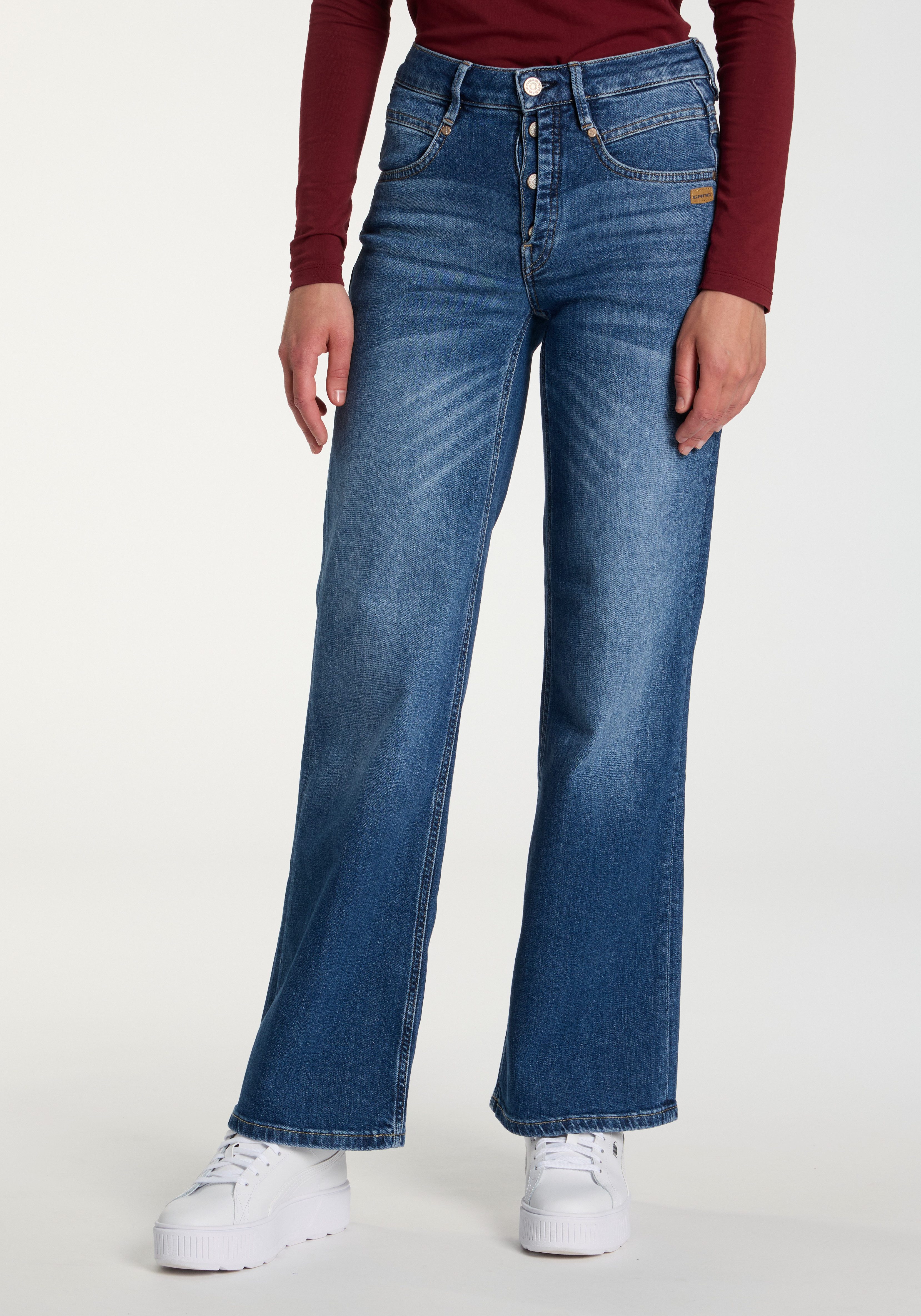 GANG Wijde jeans 94MEDINA WIDE met knoopsluiting