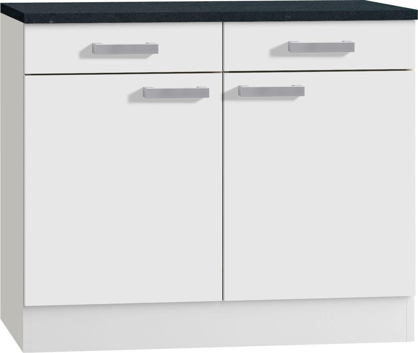 OPTIFIT Onderkast Odense 100 cm breed, met 2 deuren en 2 lades, voor opbergruimte onderkasten wit