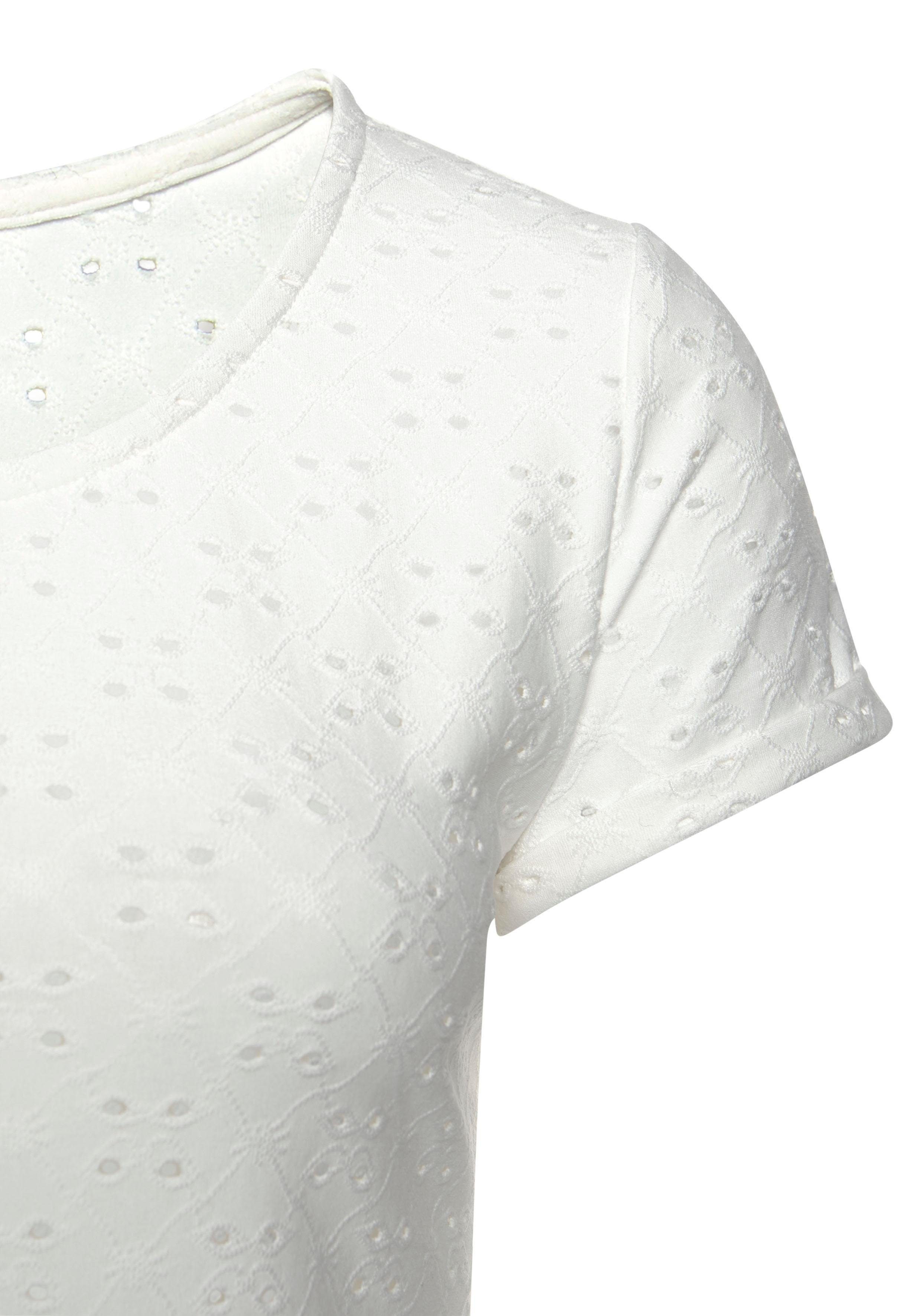 Lascana Strandshirt met geborduurde oogjes, t-shirt, shirt met korte mouwen, basic