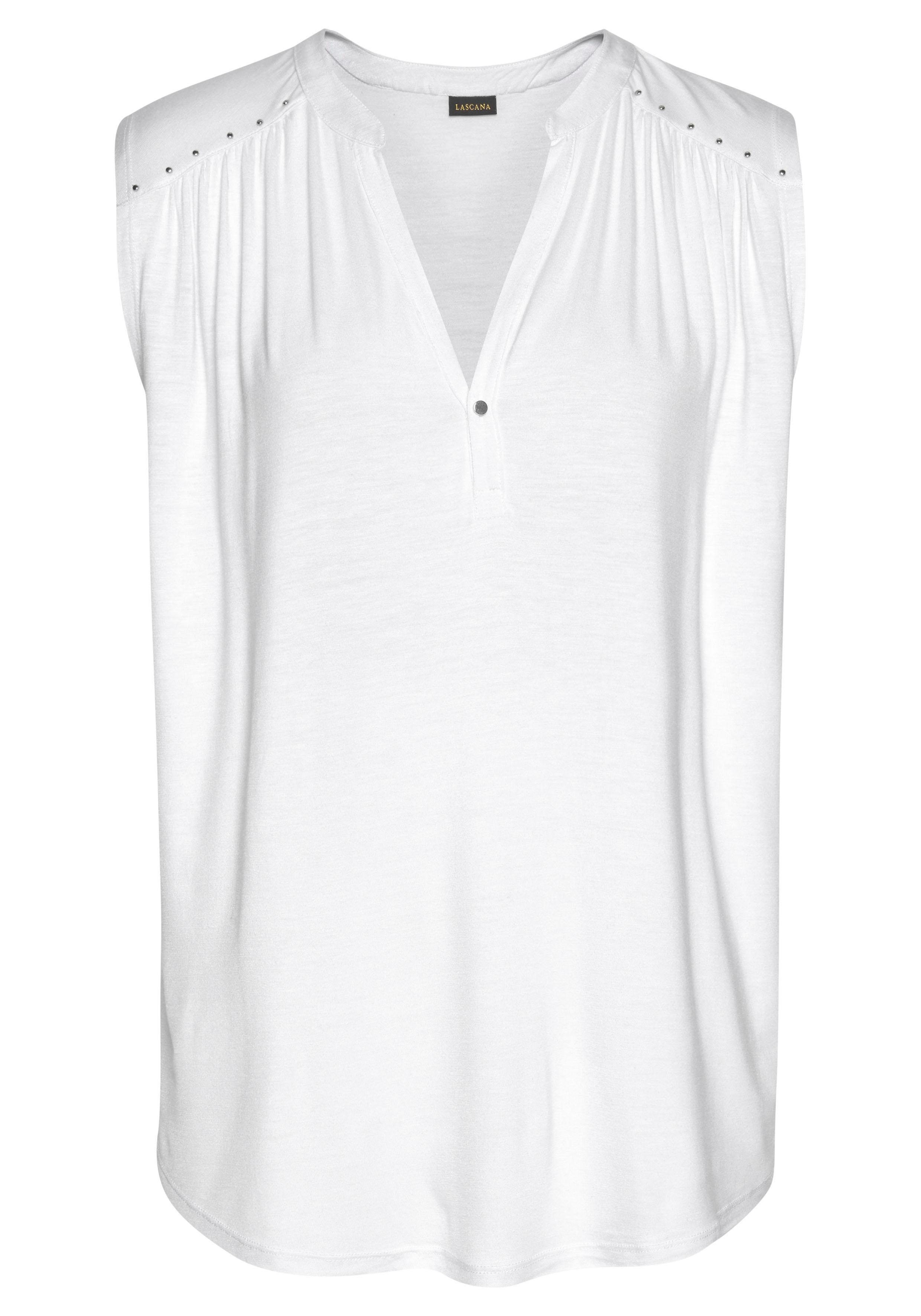 Lascana Tanktop met zilverkleurige studs-details, losse blousetop