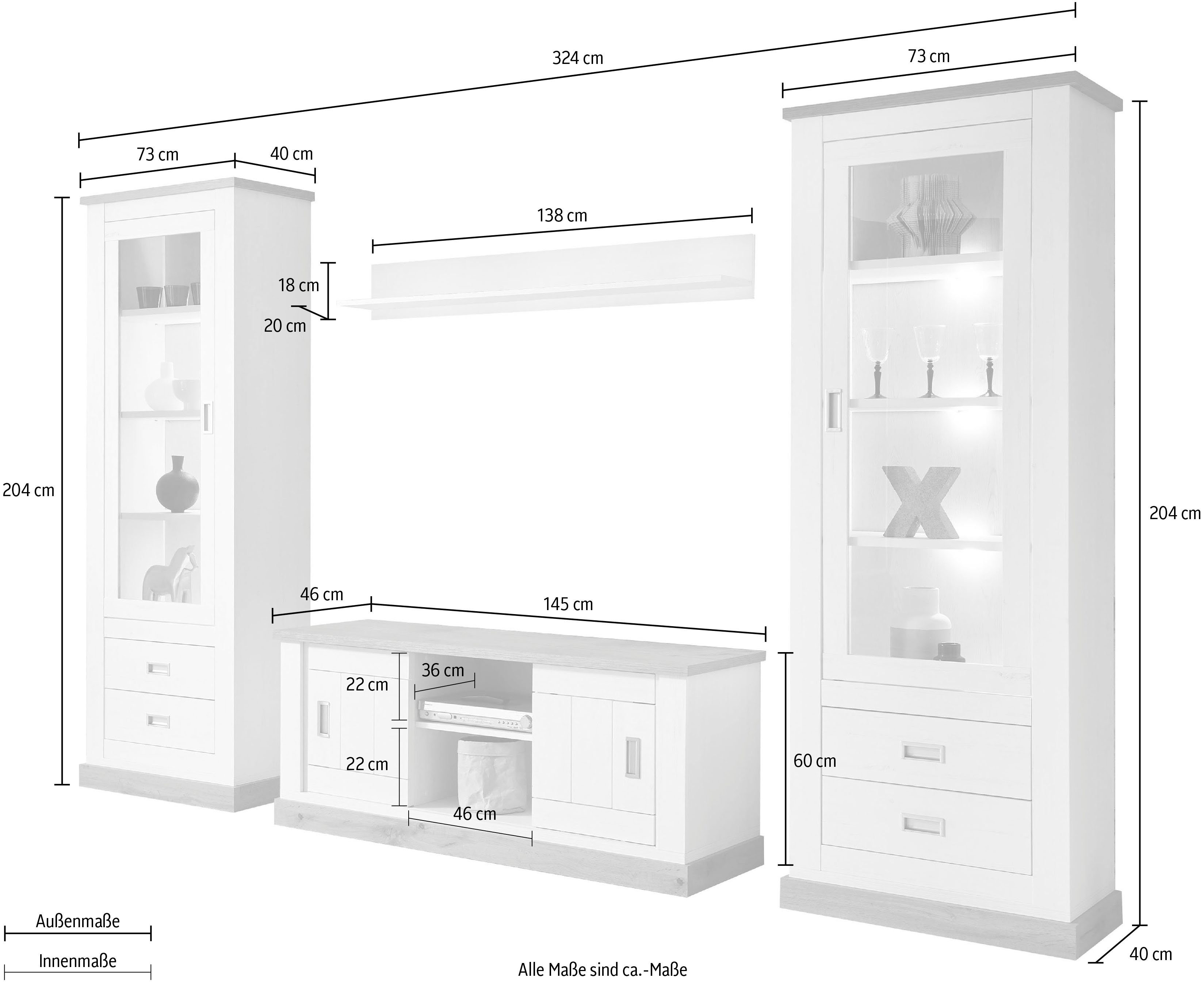 Home affaire Wandmeubel Orlando met schuifdeuren (set, 4-delig)
