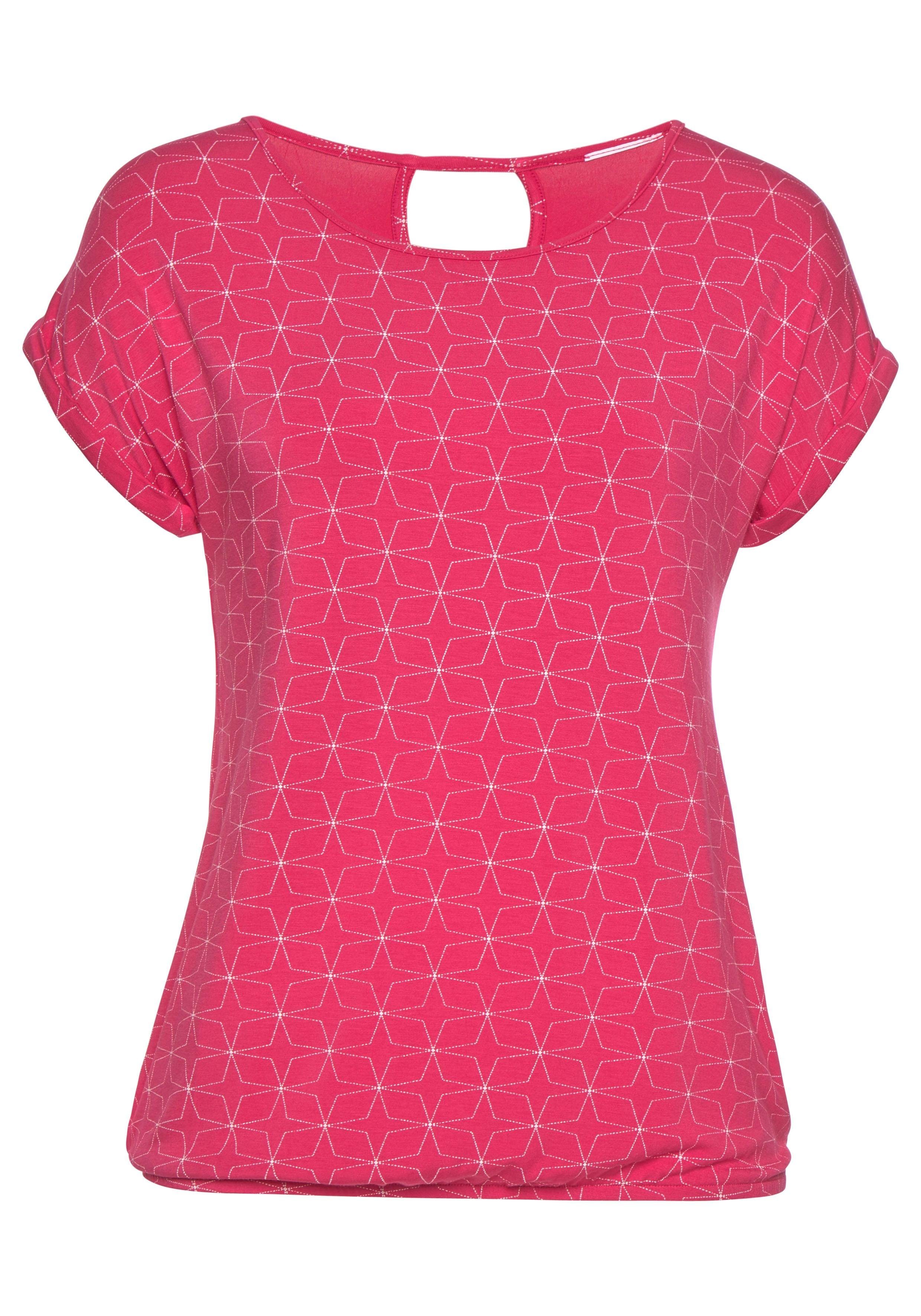 Lascana T-shirt met kleine cut-out in de nek (Set van 2)