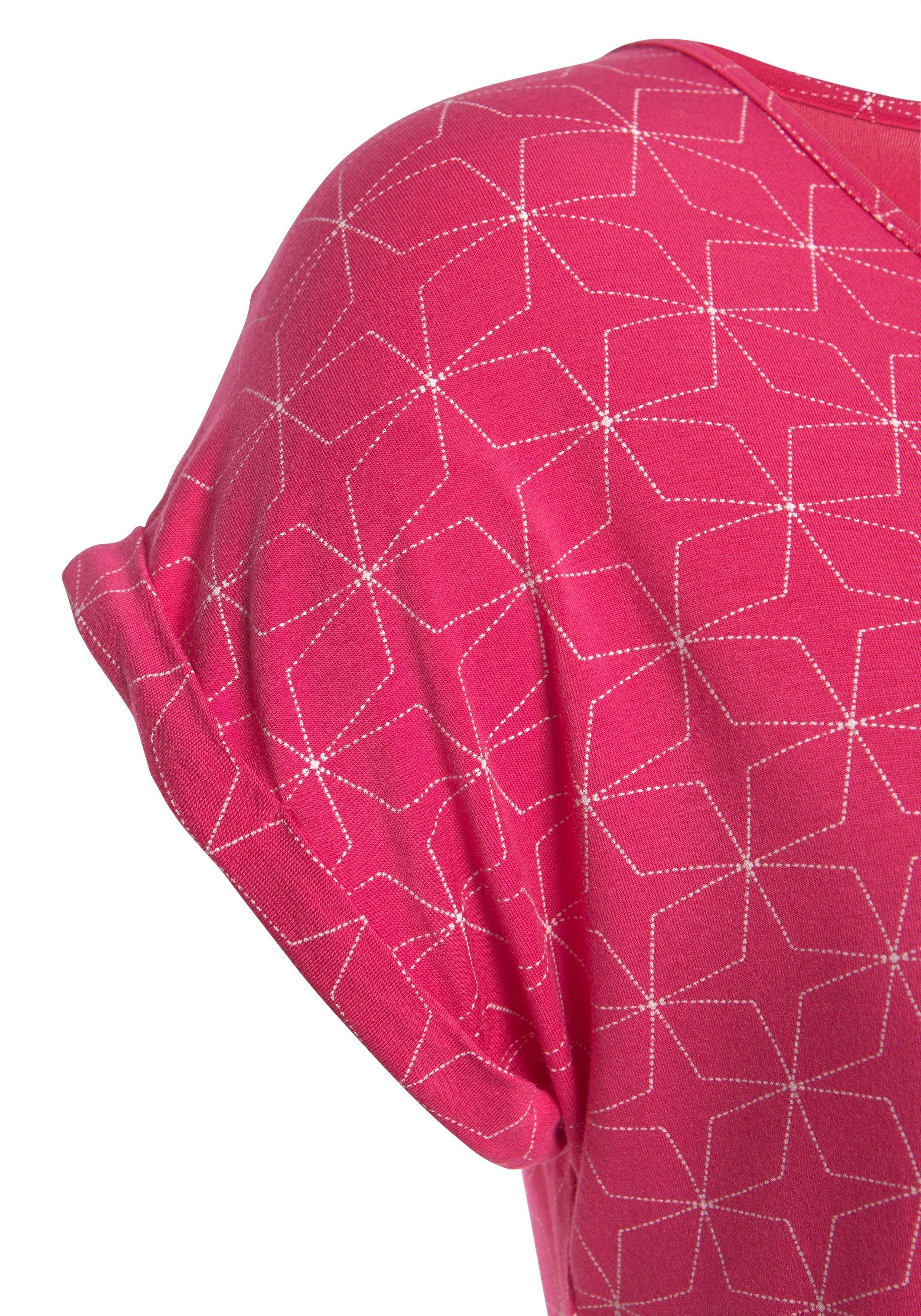 Lascana T-shirt met kleine cut-out in de nek (Set van 2)