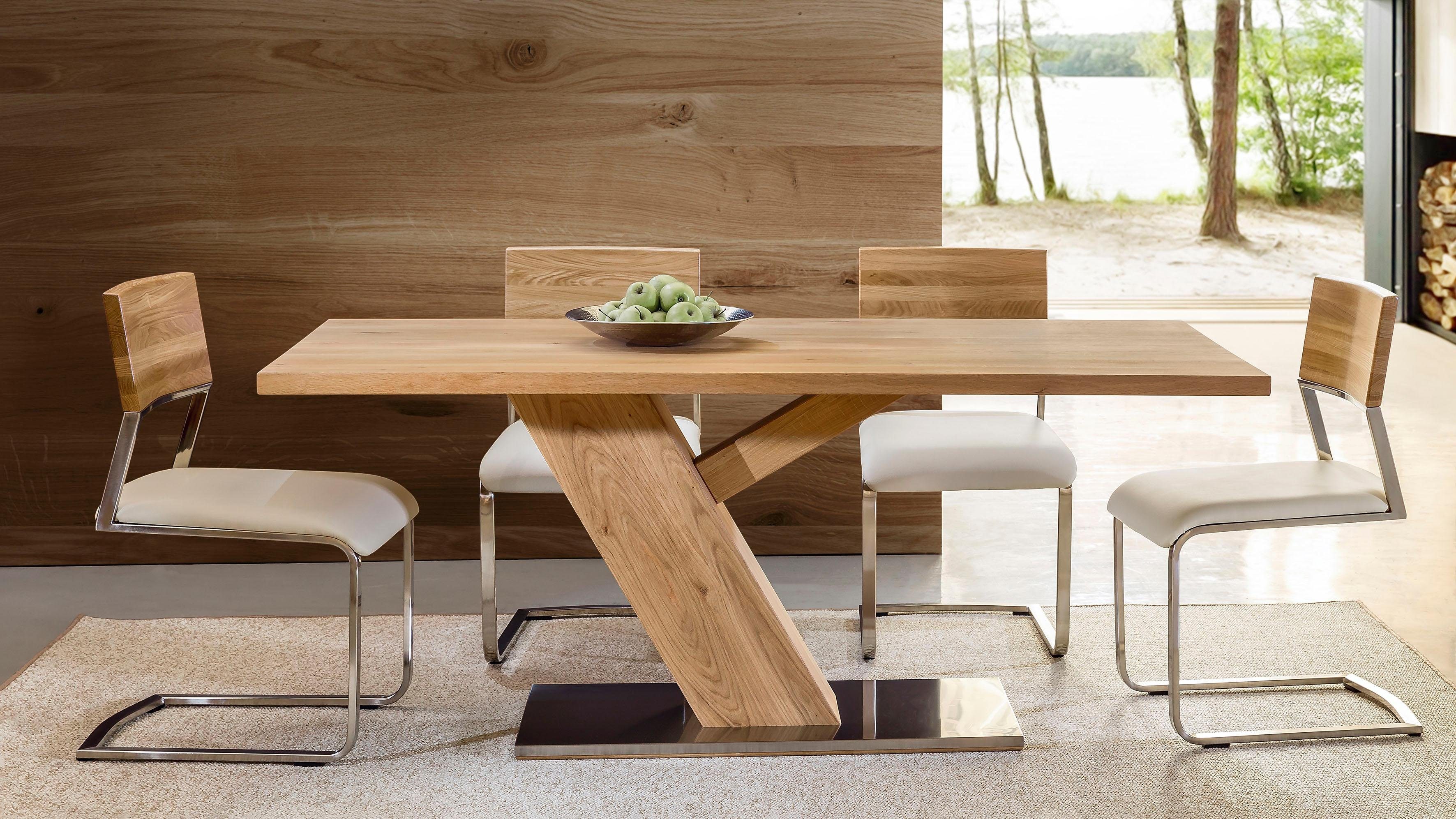 Places of Style Eettafel Ranger van massief wildeiken en edelstaal