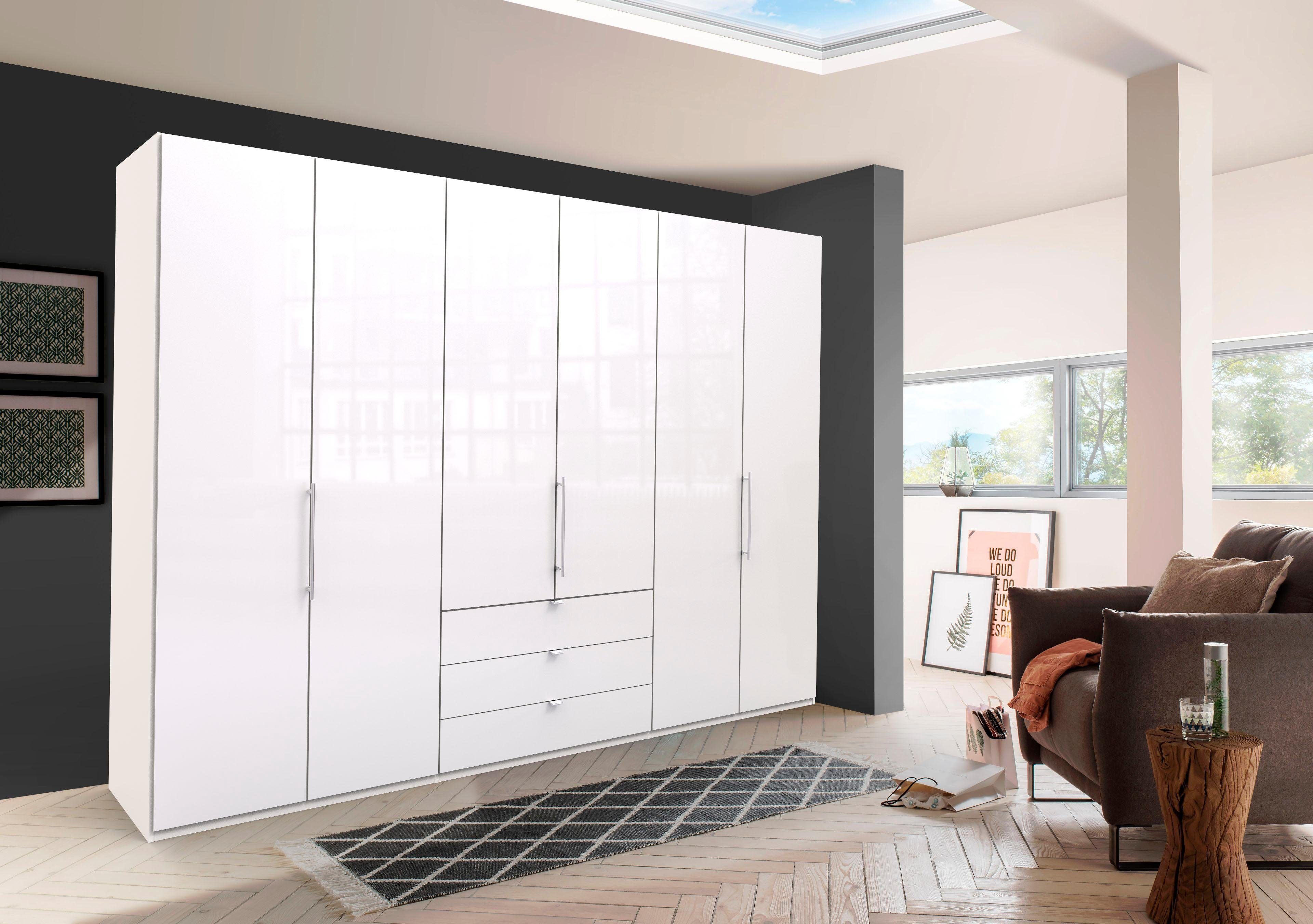 WIEMANN Kledingkast Loft Glazen front kledingkasten maat 300 cm x 216 cm wit