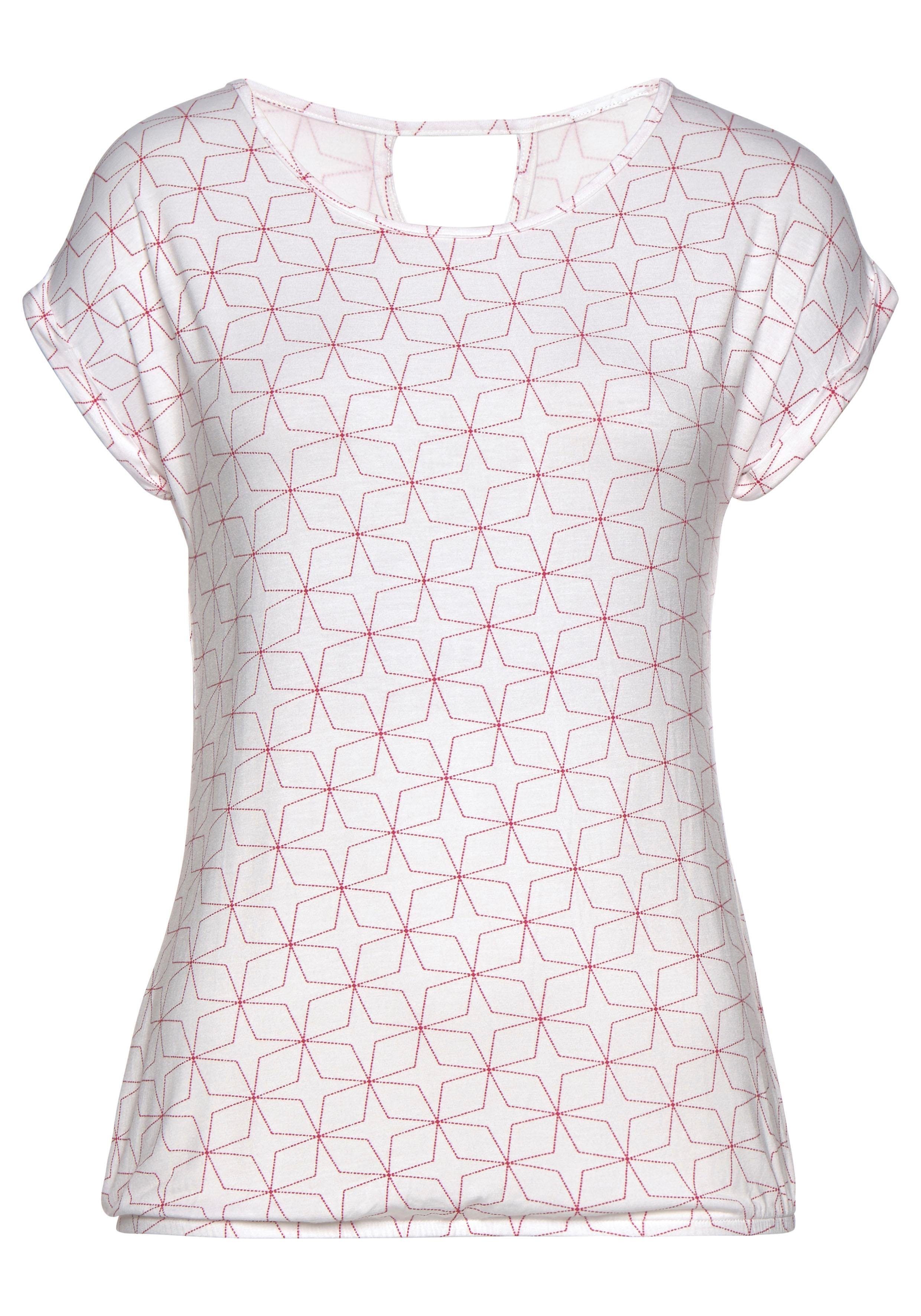 Lascana T-shirt met kleine cut-out in de nek (Set van 2)