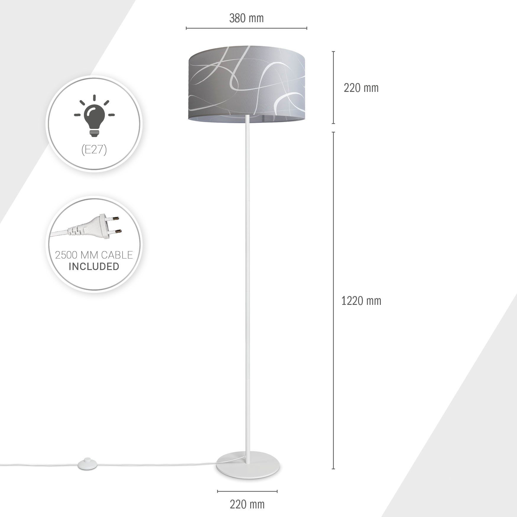 Paco Home Staande lamp Luca Tribal Driepotige met lampenkap stof vloerlamp modern abstract uni E27