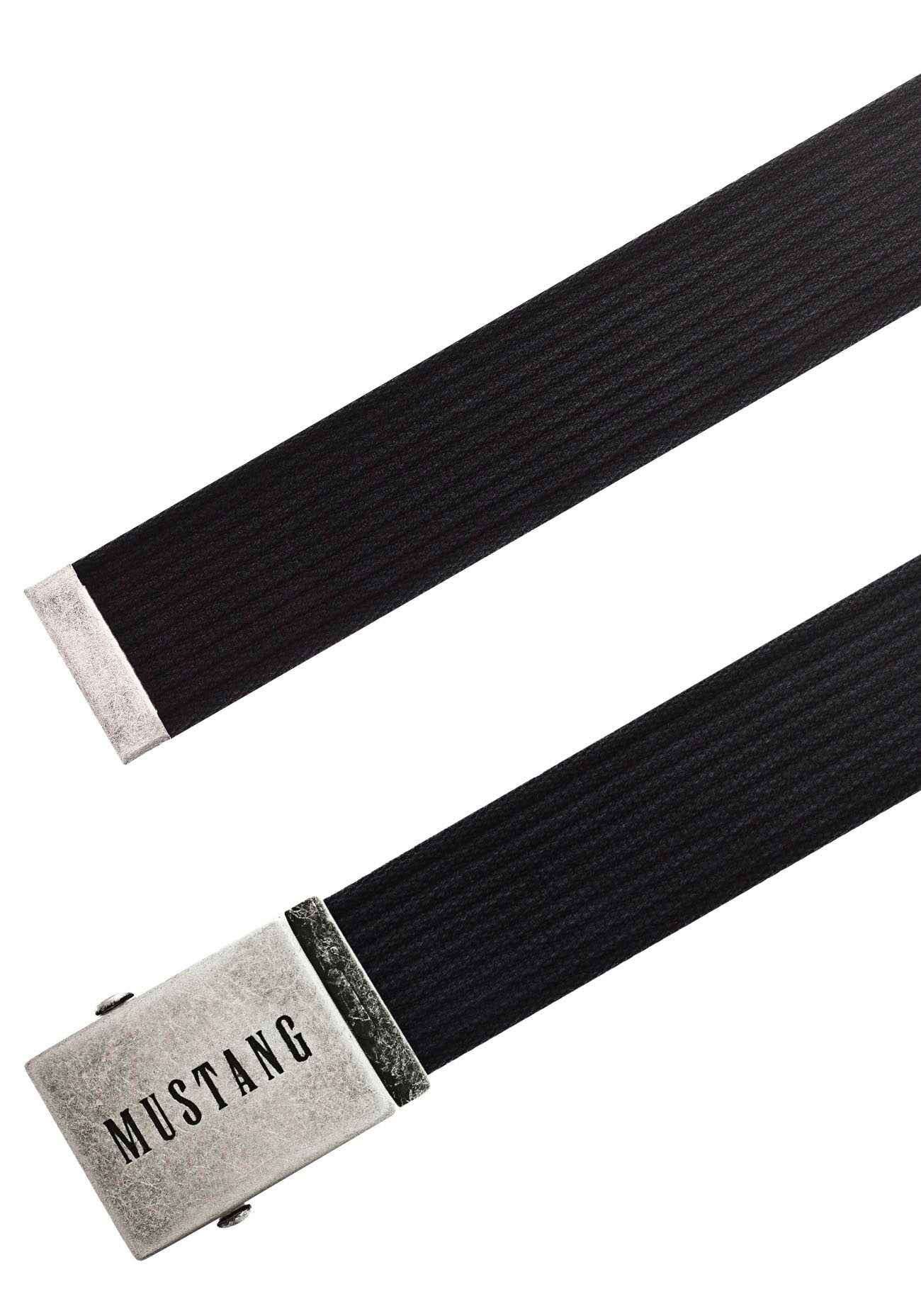 MUSTANG Stoffen riem Gewassen ribband, klem sluiting van mat Zilverkleur, 4 cm