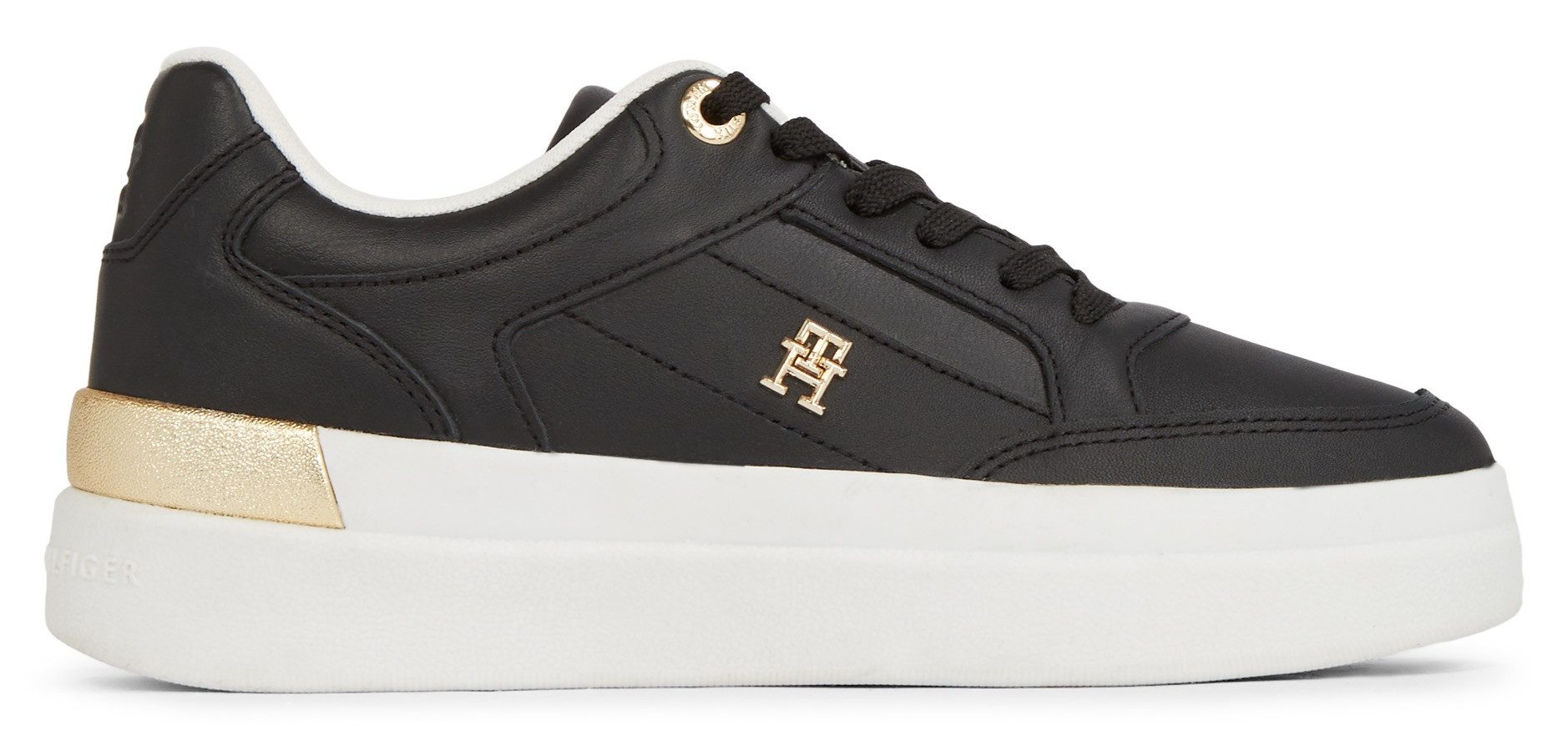 Tommy Hilfiger Plateausneakers LUX HARDWARE COURT SNEAKER plateau, vrijetijdsschoen, lage schoen, veterschoen, met gepolsterde schacht