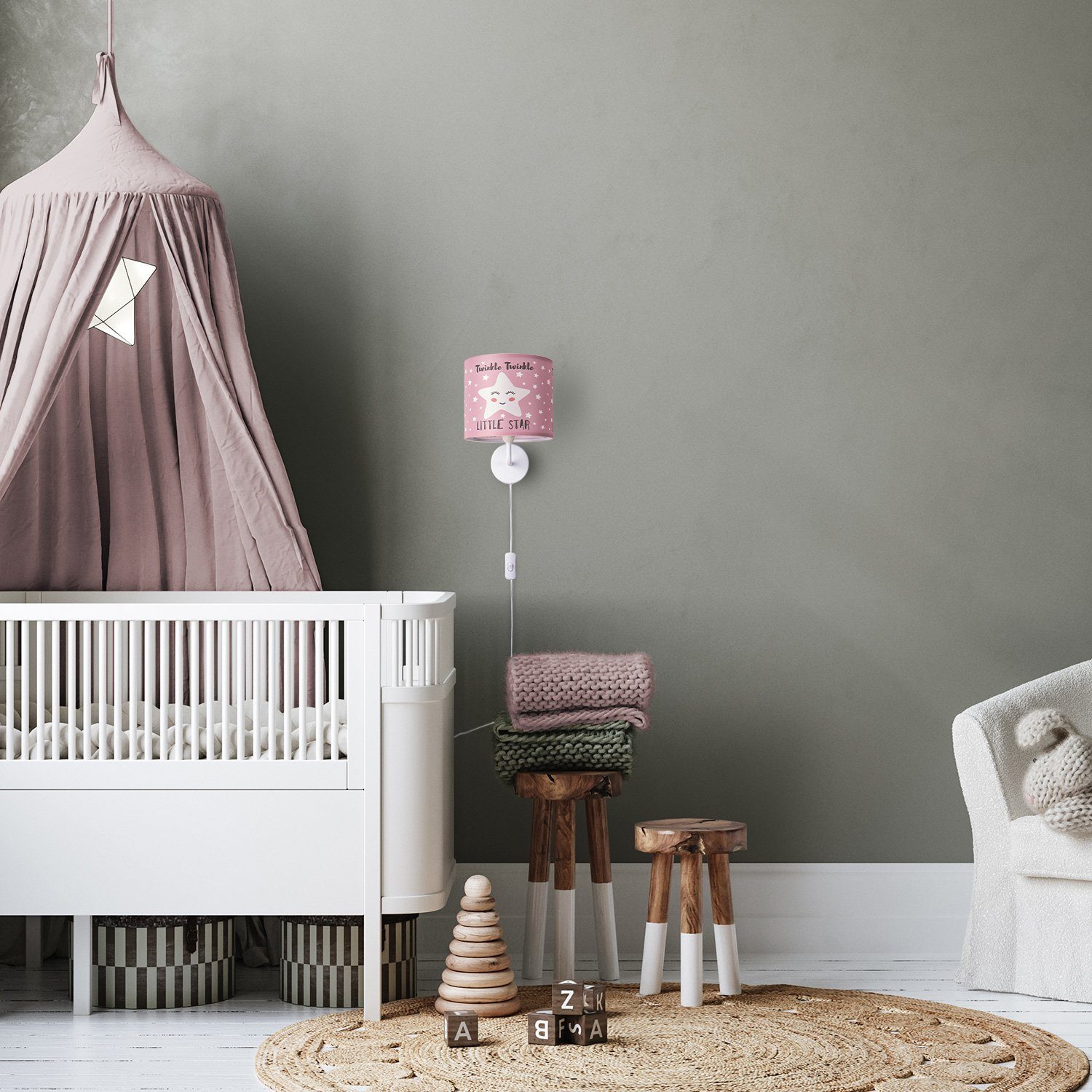 Paco Home Wandlamp Aleyna 105 Kinderlamp babykamer kinderkamer âˆ…18cm sterren kabel 3m E14
