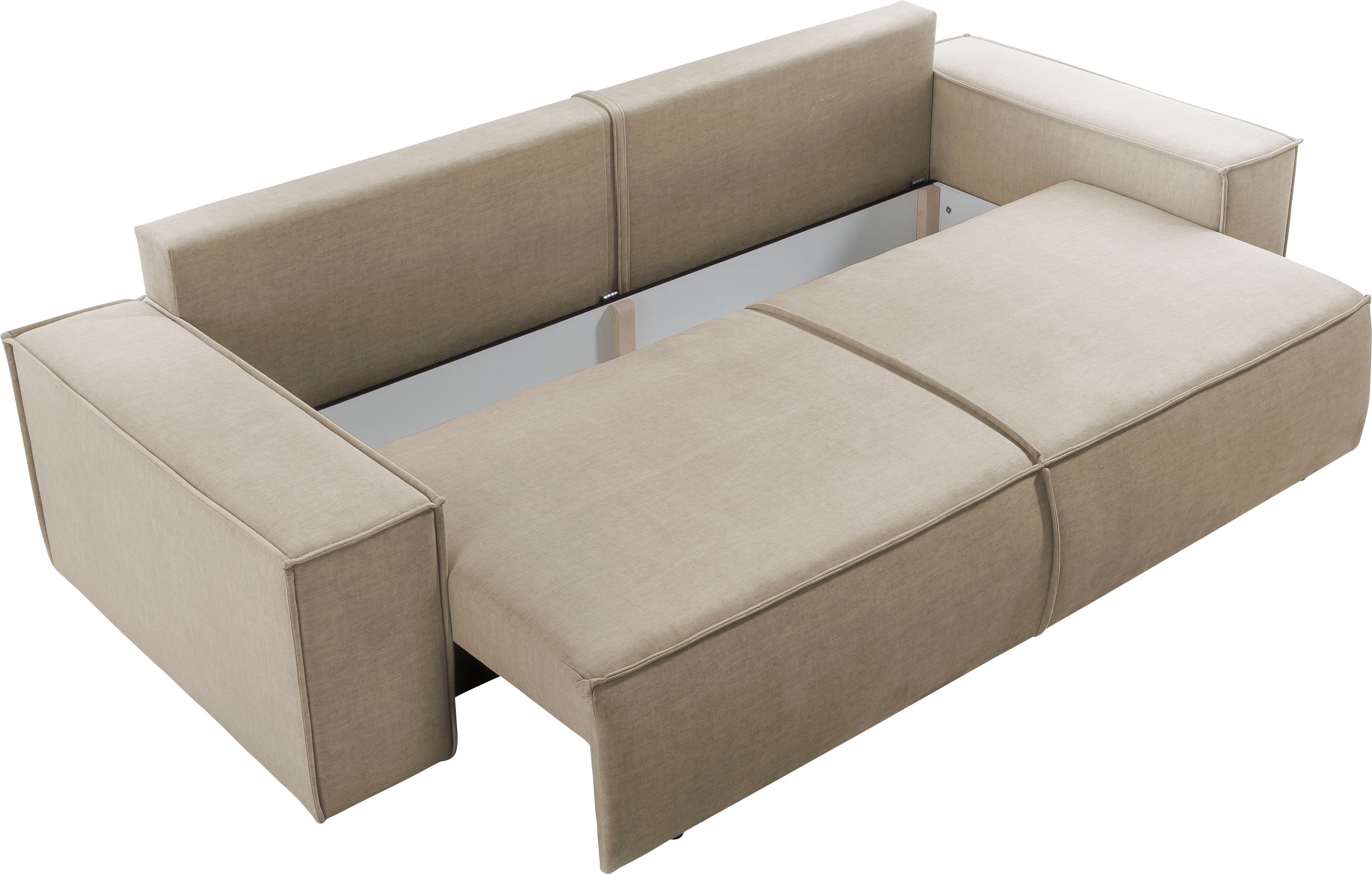 Home affaire 3-zitsbank SHERWOOD slaapbank (257 cm) ribfluweel, velours, vintage lederlook