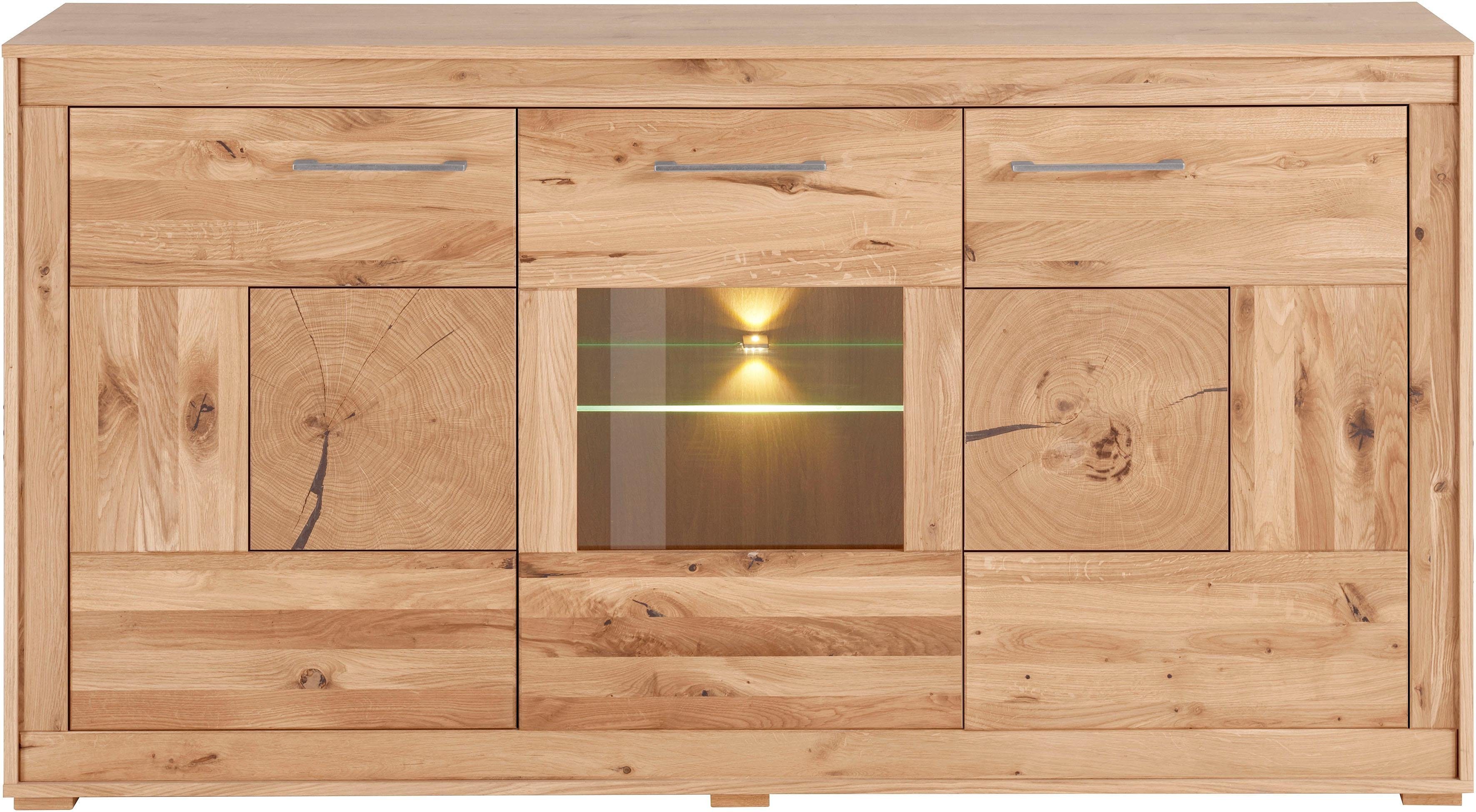 VOGL Möbelfabrik Dressoir Breedte 166 cm, gedeeltelijk massief, met kopshout applicaties, Made in Germany