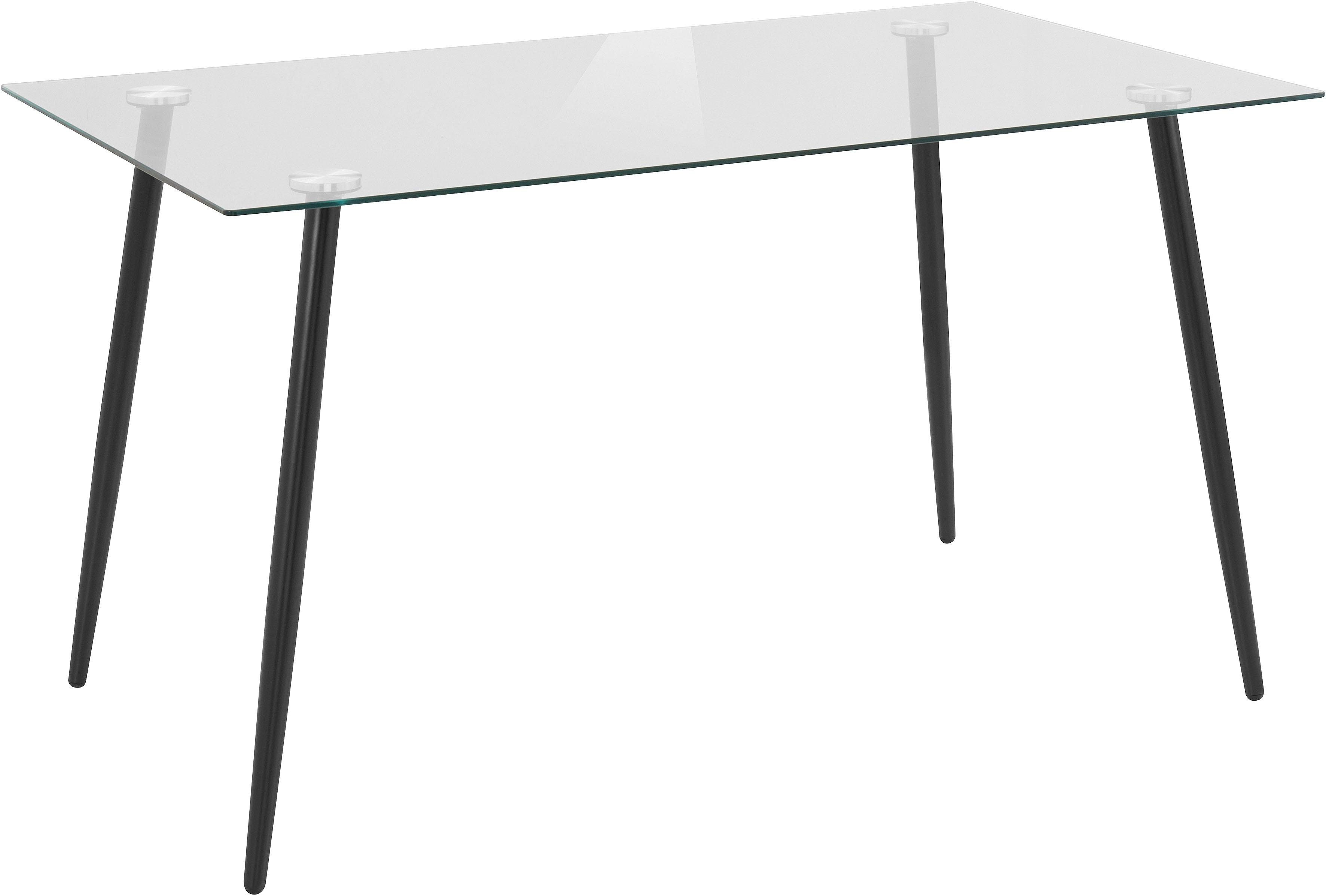 INOSIGN Glazen tafel Danny, TOPSELLER! Eettafel breedte 140 cm, metaalapplicaties, modern ontwerp