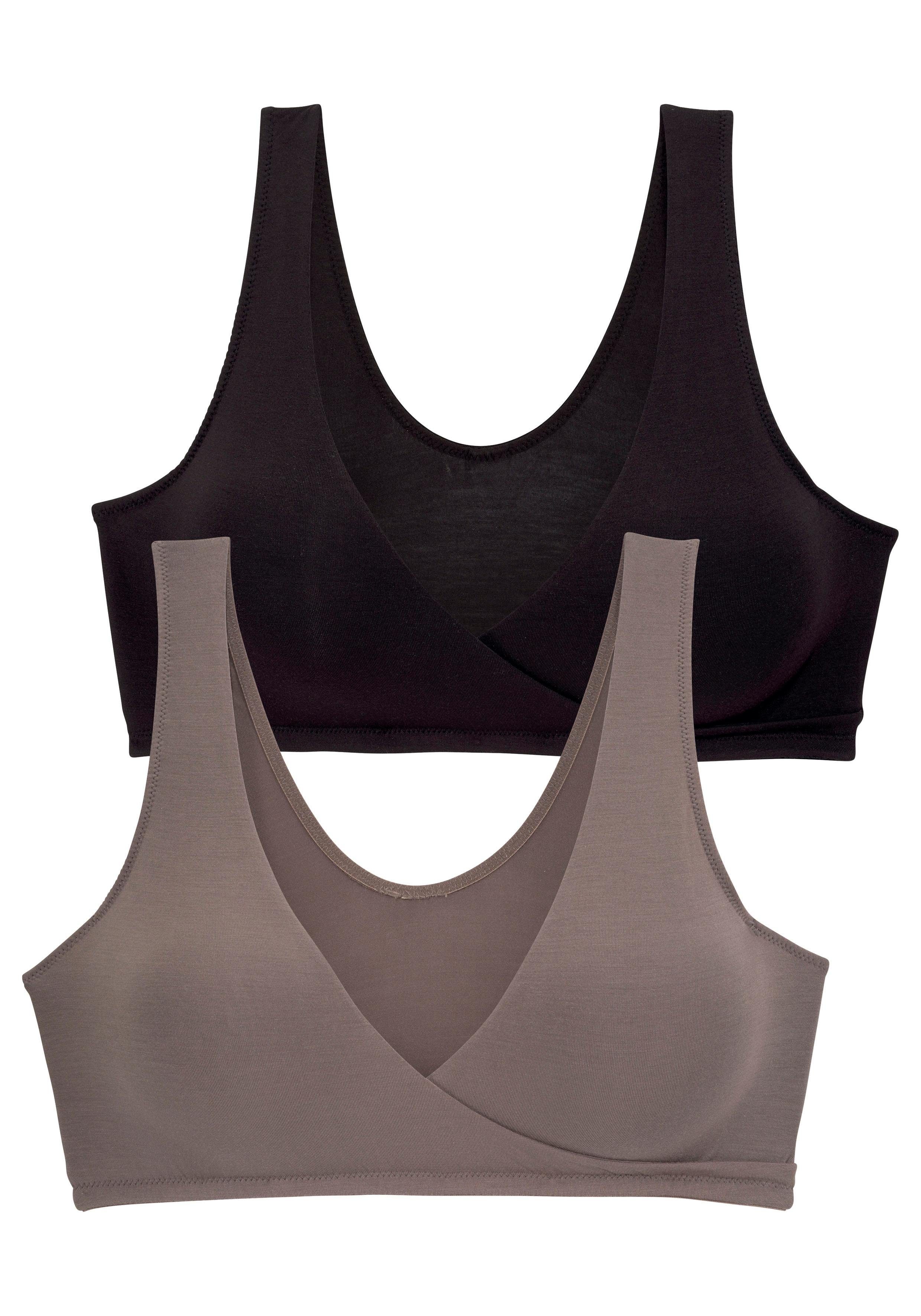 Petite fleur Voedings-bh zonder beugels in comfortabel wikkelmodel (Set van 2) dames voedings bh's maat 36 bruin