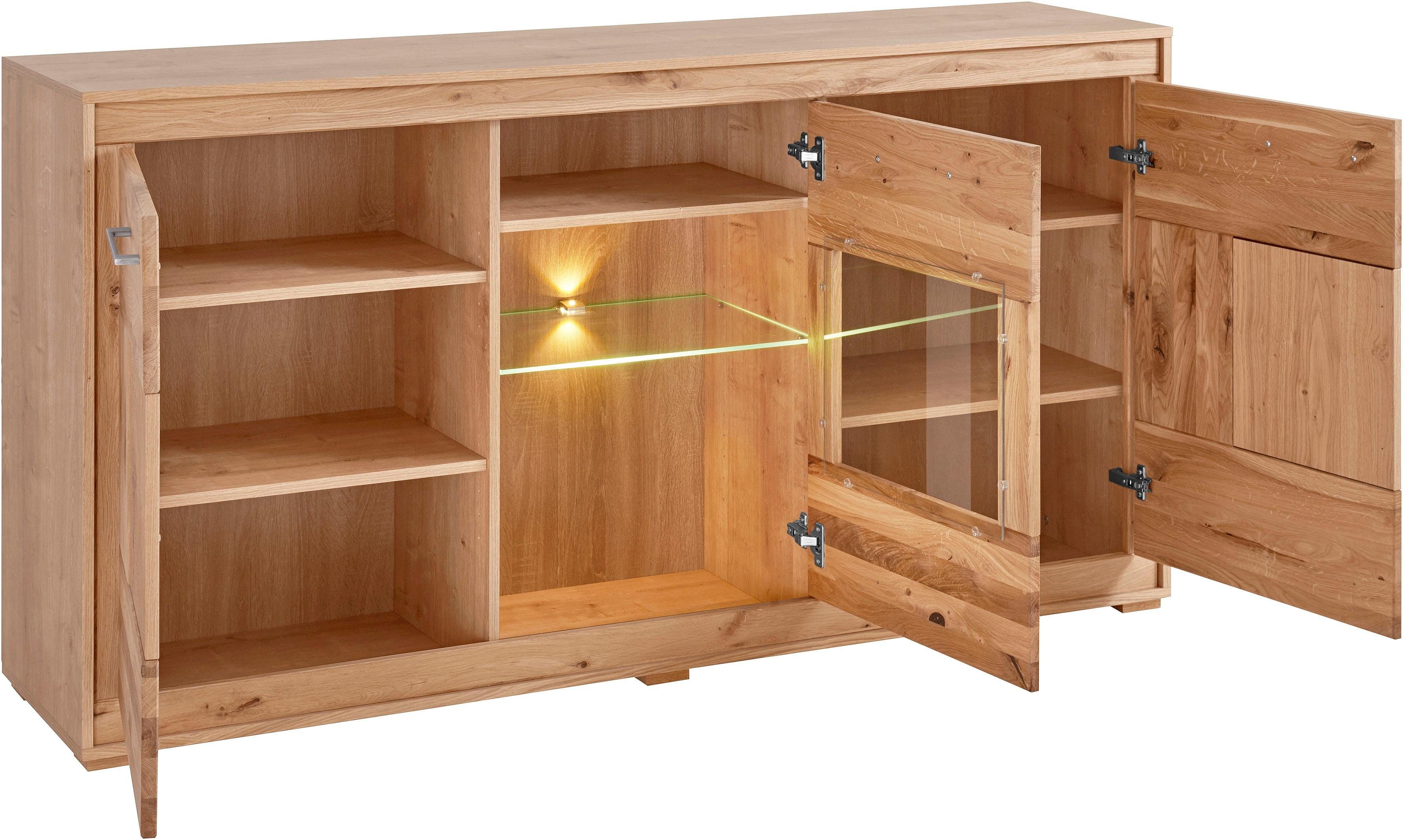 VOGL Möbelfabrik Dressoir Breedte 166 cm, gedeeltelijk massief, met kopshout applicaties, Made in Germany