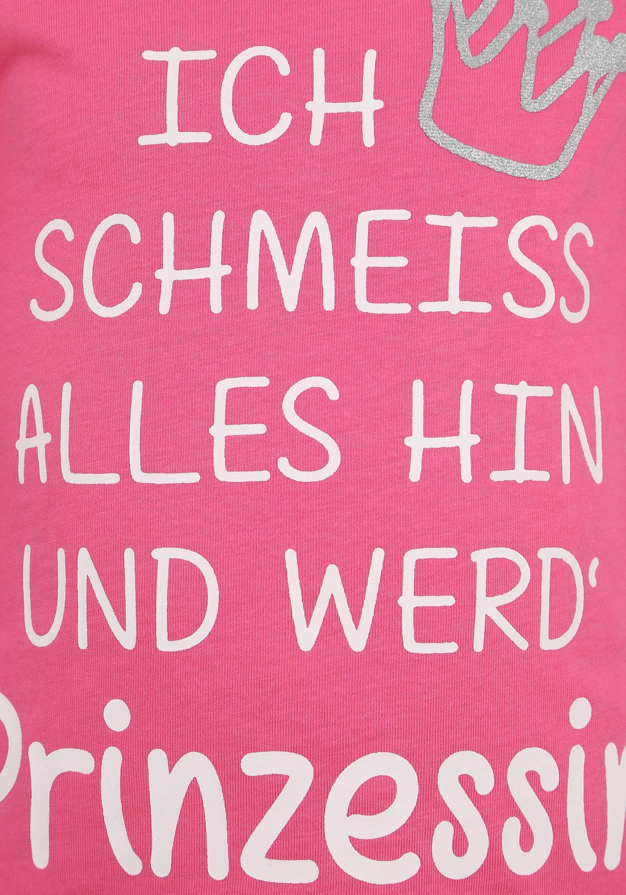 KIDSWORLD Shirt met lange mouwen Ich schmeiss alles hin und werd´ Prinzessin lange mouwen, basic pasvorm, met glinsterende print