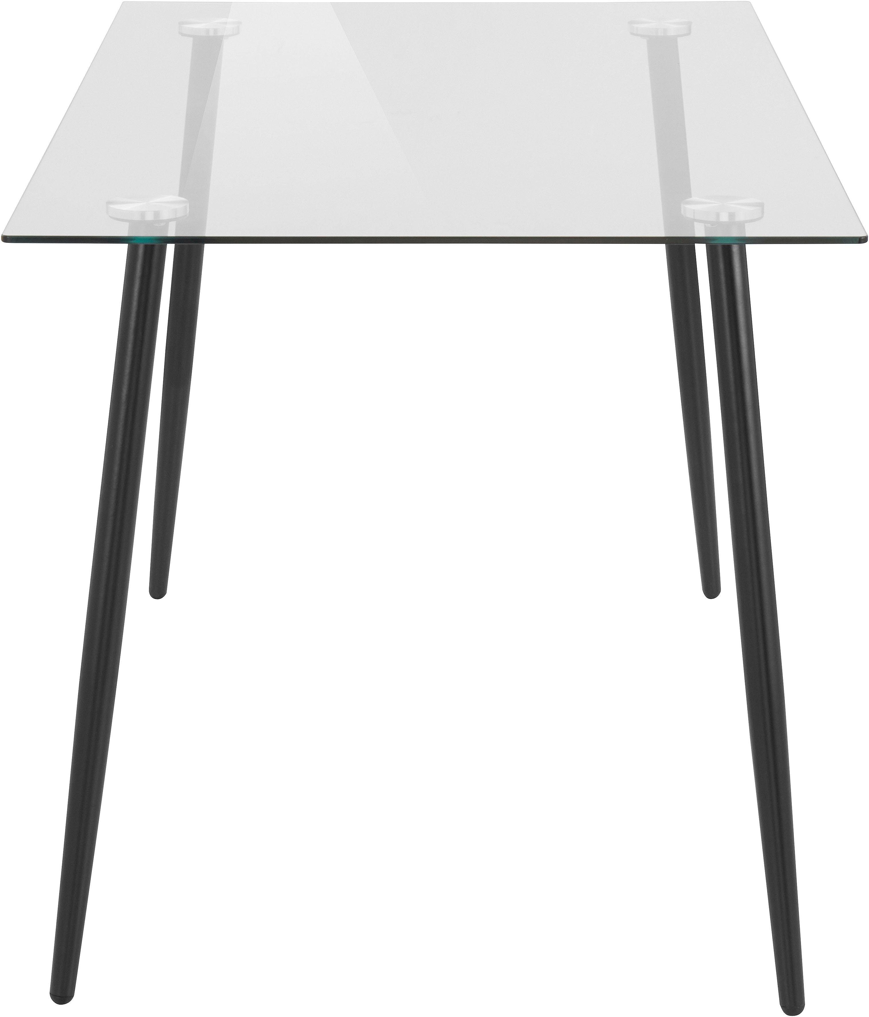 INOSIGN Glazen tafel Danny, TOPSELLER! Eettafel breedte 140 cm, metaalapplicaties, modern ontwerp