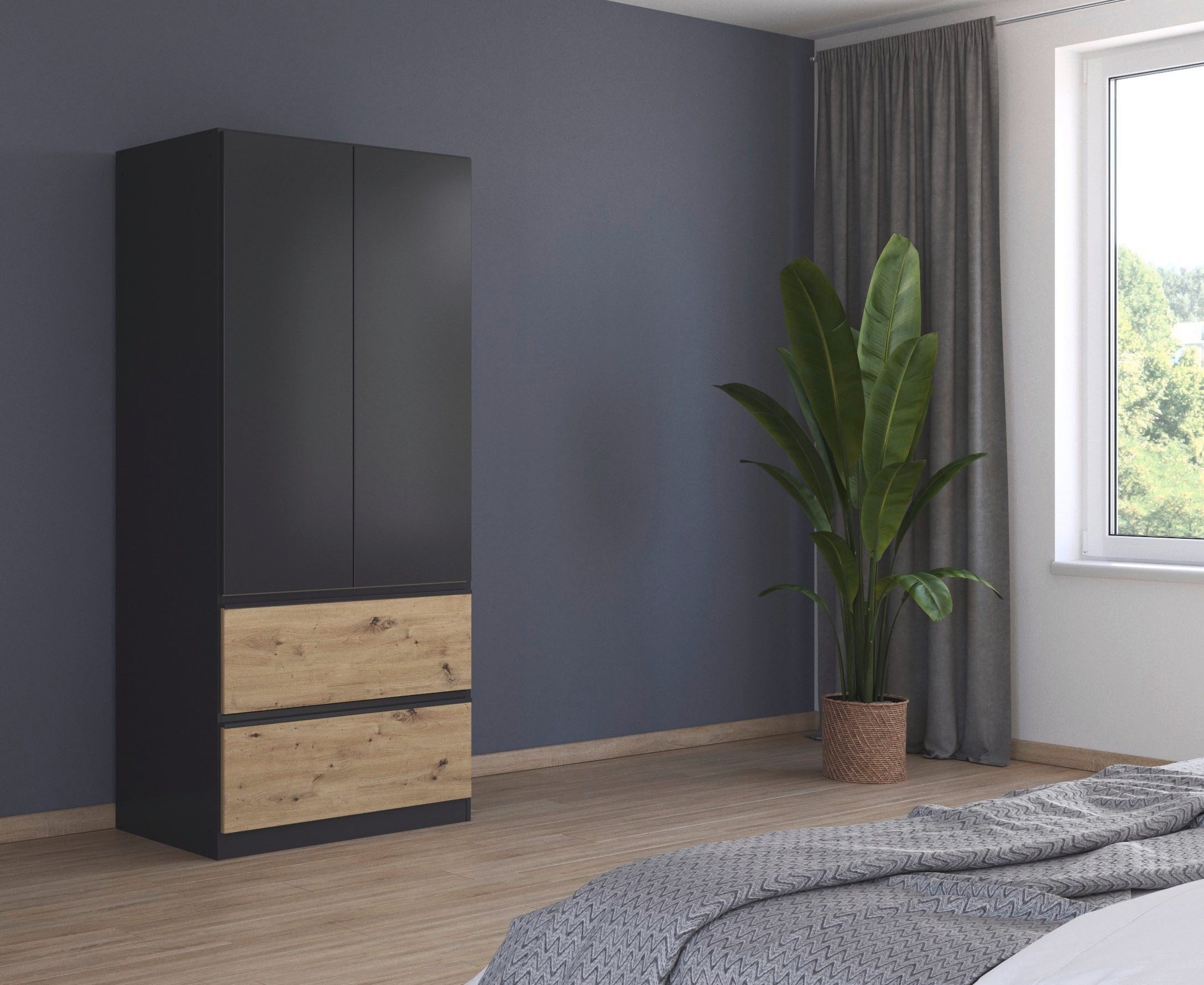 rauch Draaideurkast Kledingkast Kast Garderobe Wasmand COSTA in 3 Breedtes veel ruimte, greeploze front en push-to-open functie made in germany