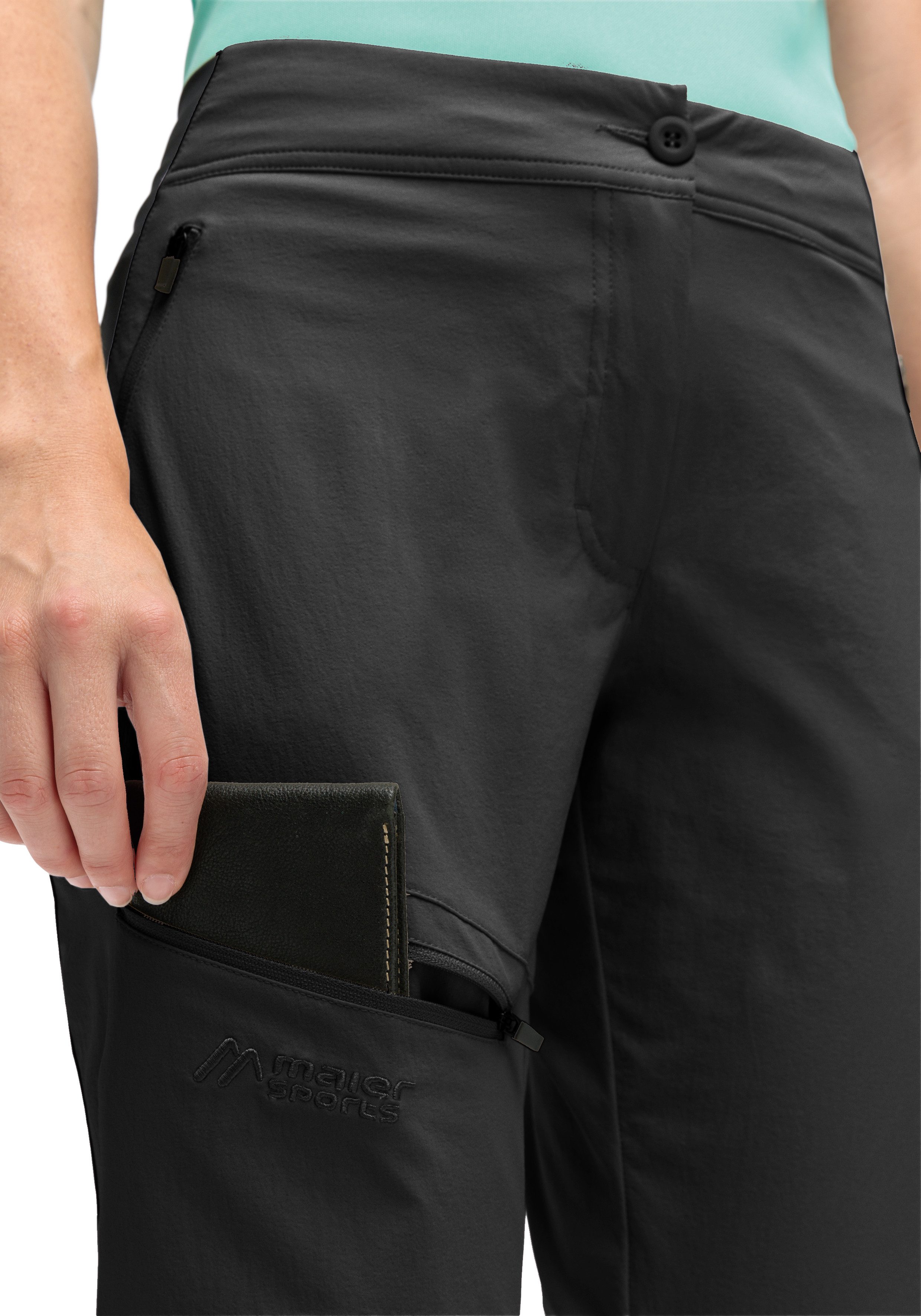 Maier Sports Outdoorbroek Inara slim Vario Dames wandelbroek, functionele broek met variabele tailleband en 4 zakken, slim fit