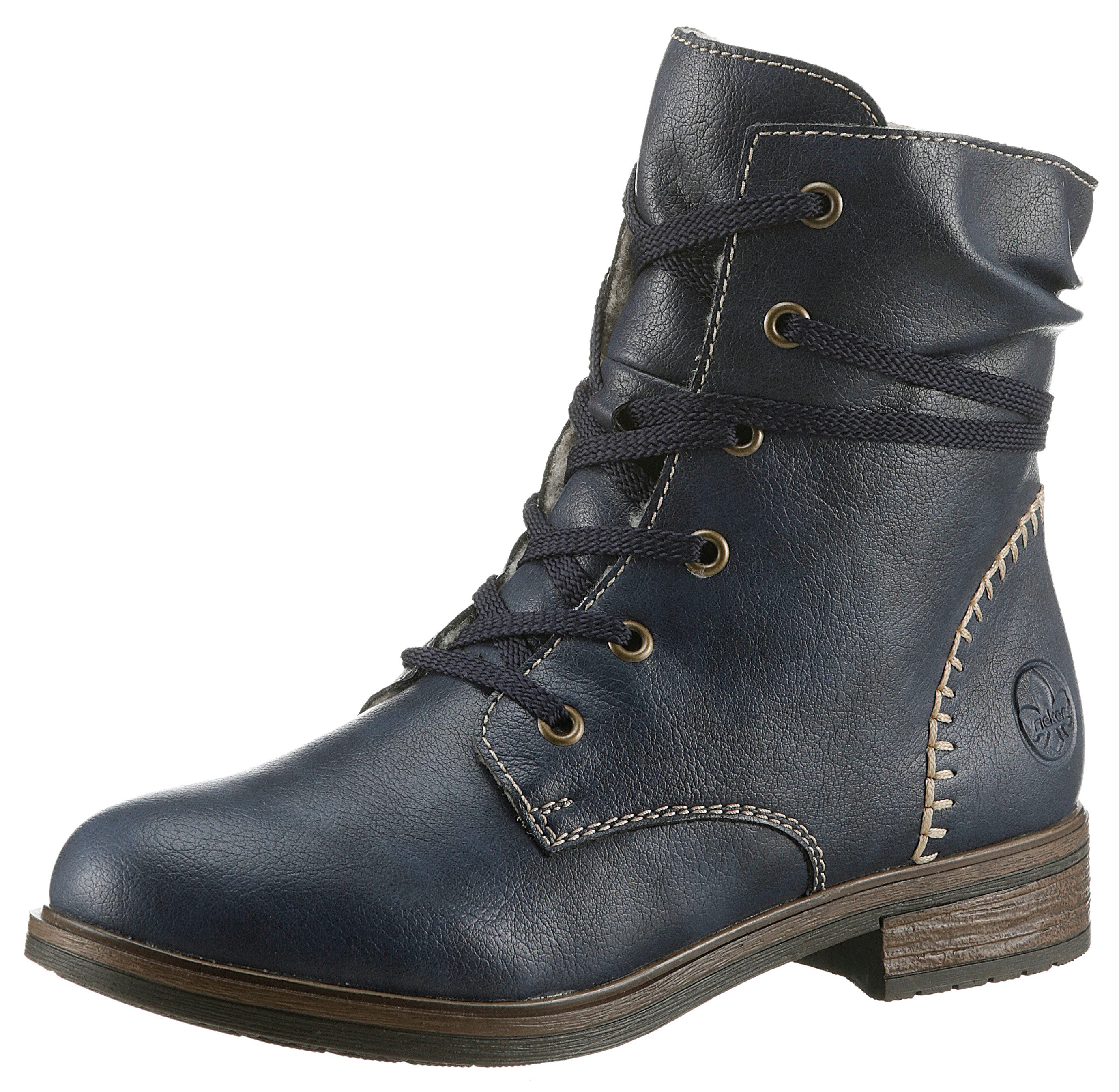 Rieker Winterlaarsjes winterlaarzen, hakken, schachtomsluitende veters dames winterlaarsjes maat 38 EU blauw