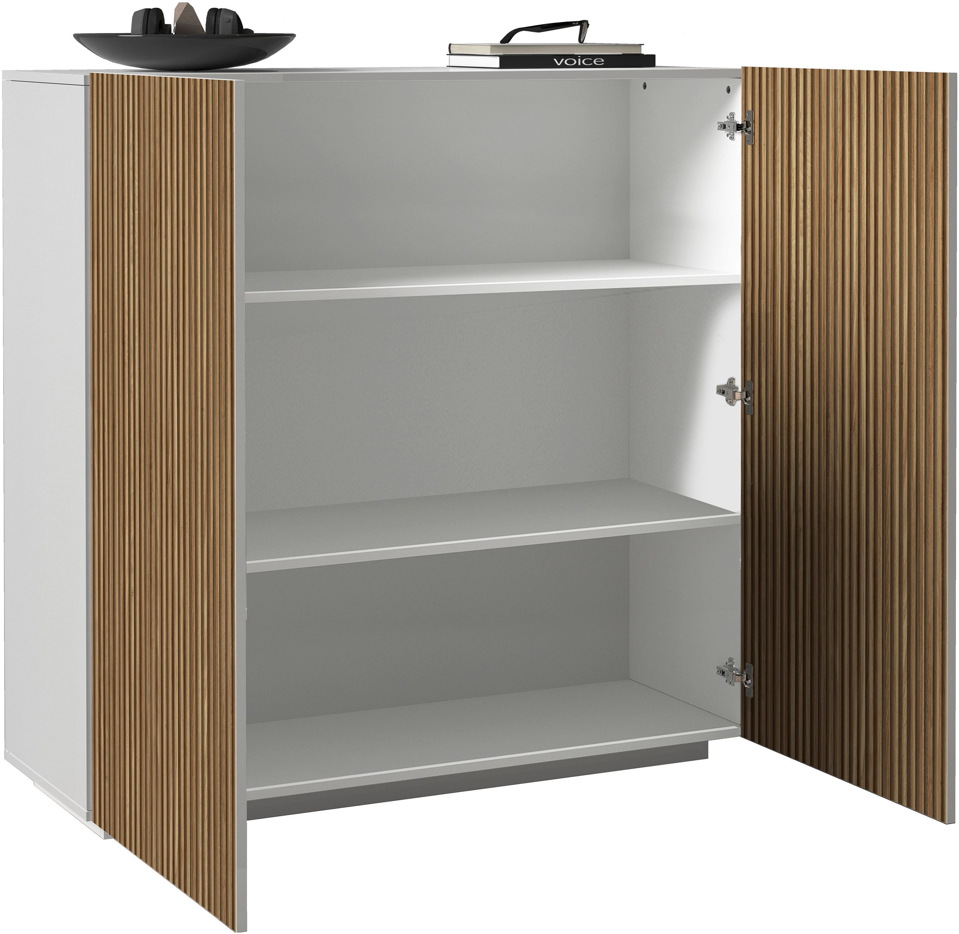 INOSIGN Highboard Vega, Highboard, Ladekast, 120 cm met 2 deuren, fronten met groeven-look