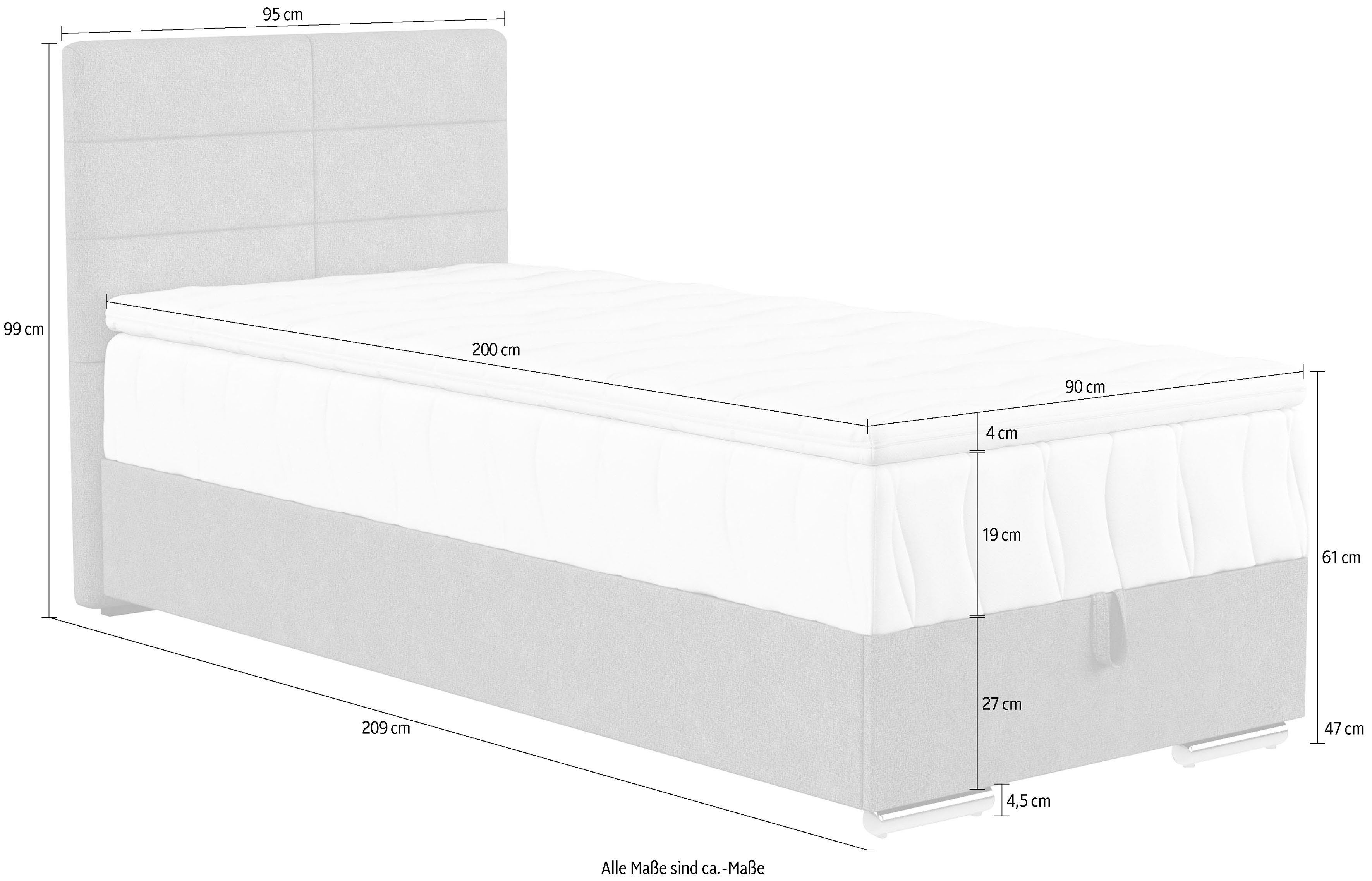 COTTA Boxspring Tom met bedkist, topmatras en sierkussen