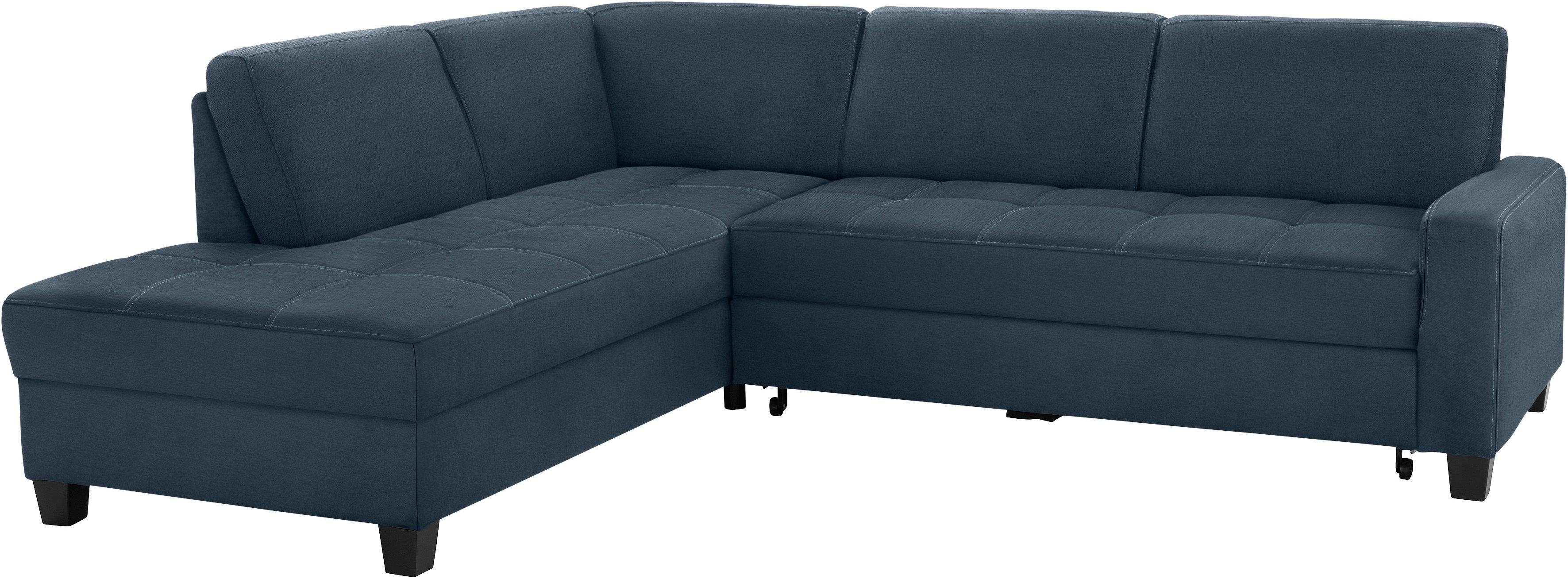 DOMO collection Hoekbank Florentina tijdloos en elegant, zitnaden als designelement, L-vorm keuze met slaapfunctie, met contrastnaad, comfortabele zithoogte 47 cm