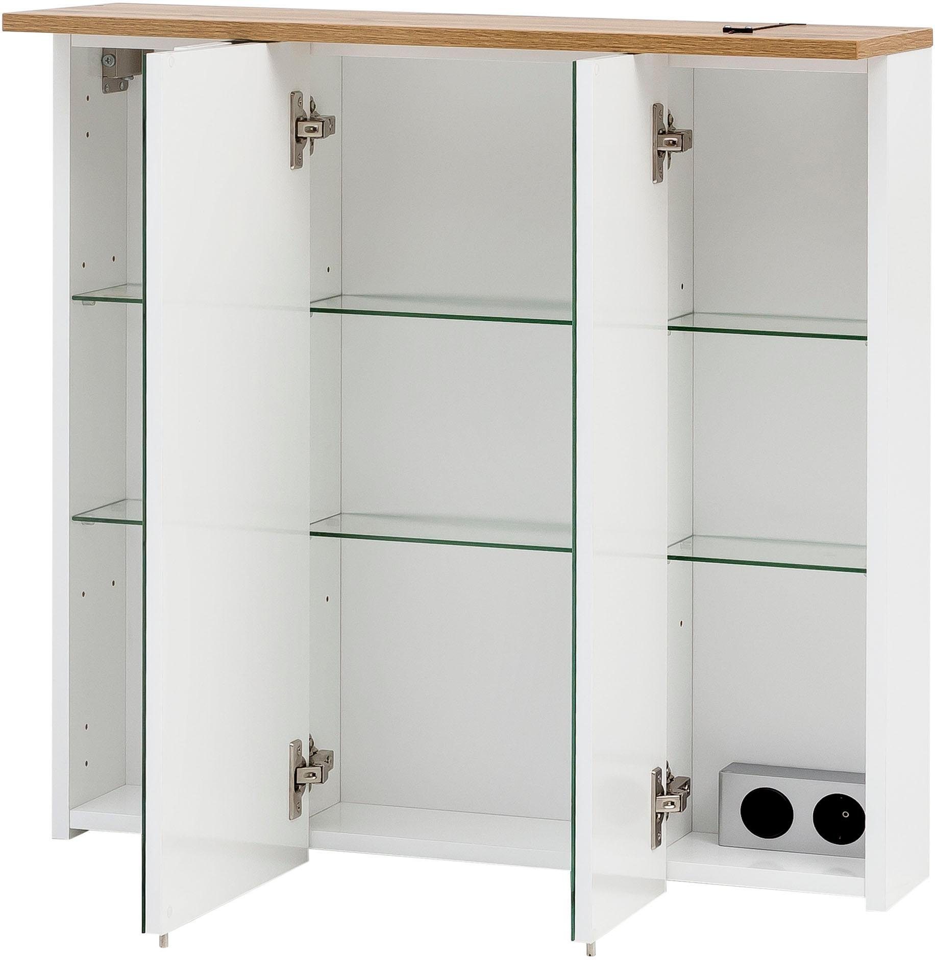 Schildmeyer Spiegelkast Profiel Breedte 70 cm, 3-deurs, ledverlichting, schakelaar-/stekkerdoos
