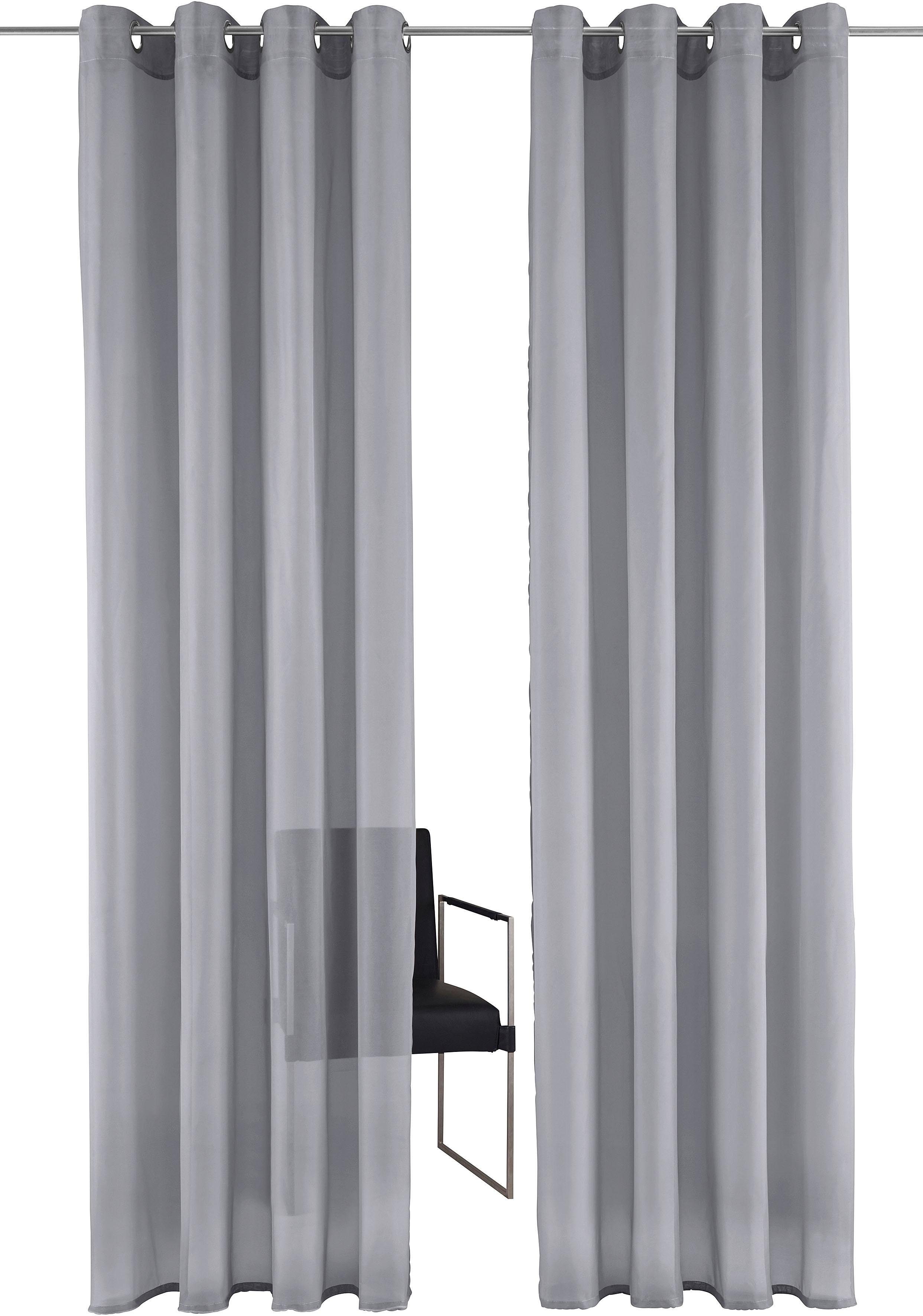 my home Gordijn XANA met ogen, franje of lussen Voile, bestseller, effen, 1 of 2 panels, onderhoudsvriendelijk, eenkleurig