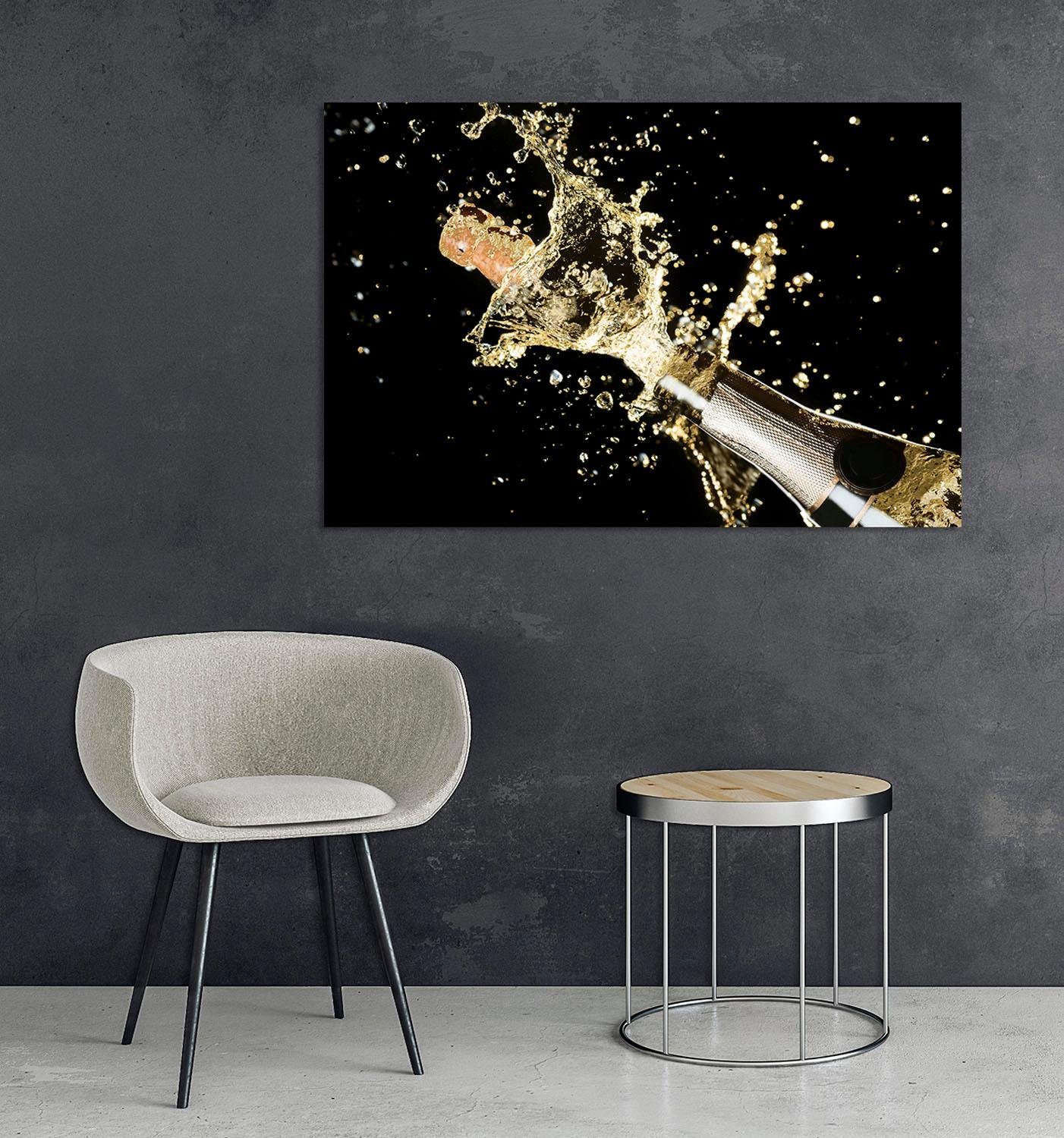 Leonique Artprint op acrylglas Champagnekurk met de hand ingewerkte bladgoud applicaties