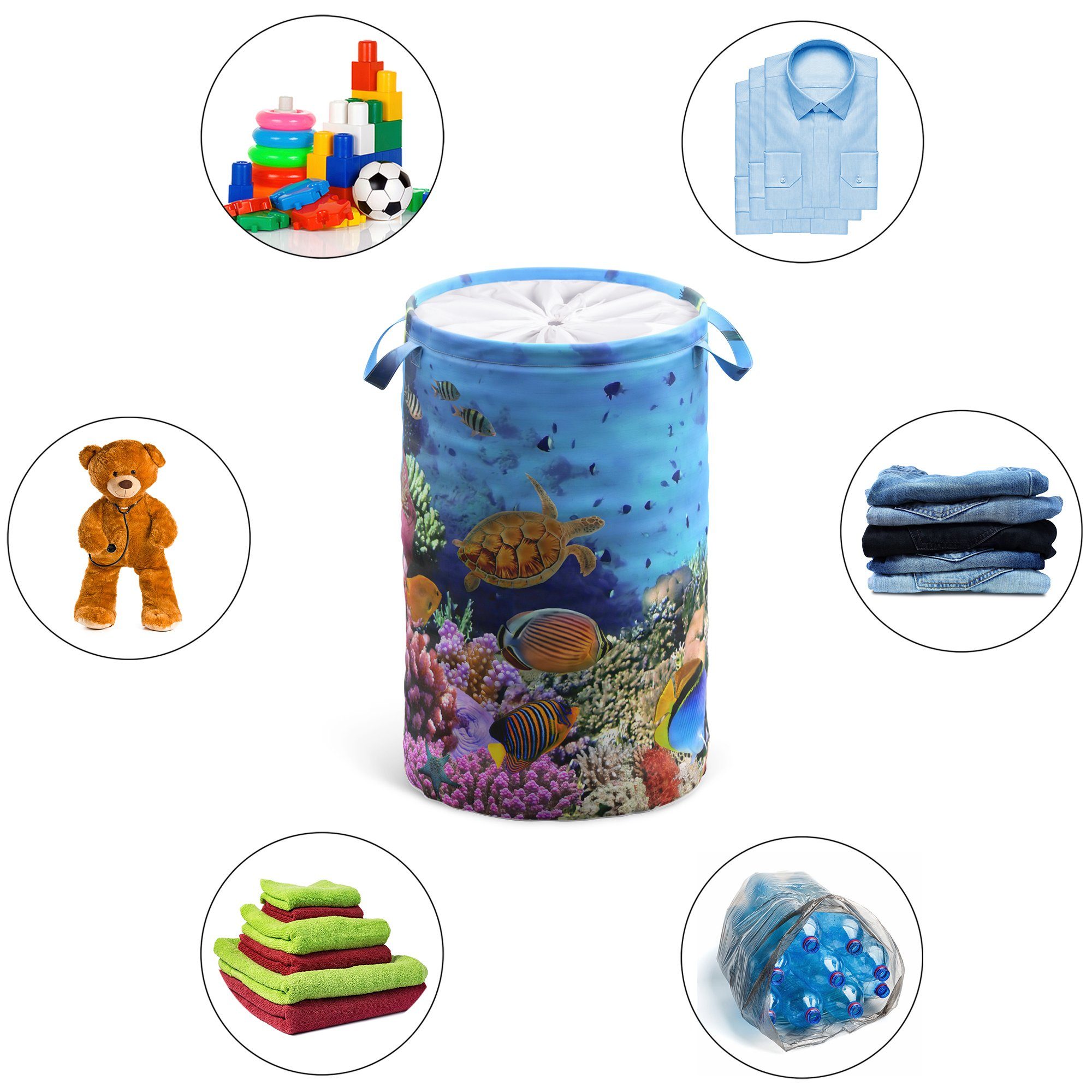 Sanilo Wasmand Ocean 60 liter, opvouwbaar, met bescherming tegen inkijk