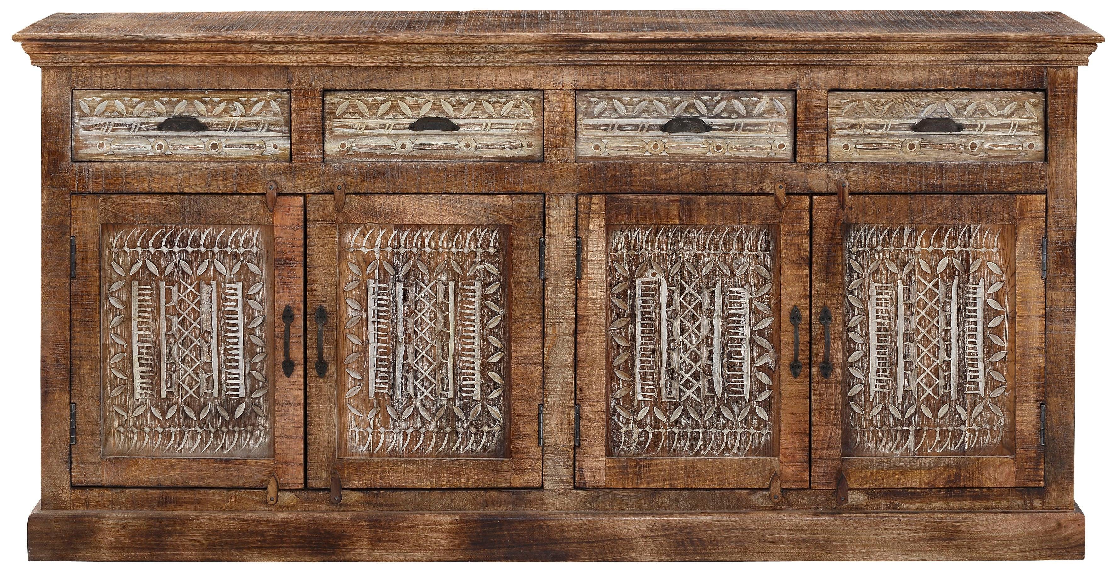 Home affaire Dressoir Maneesh Commode van massief mango hout, veel opbergruimtes, B/ 179cm