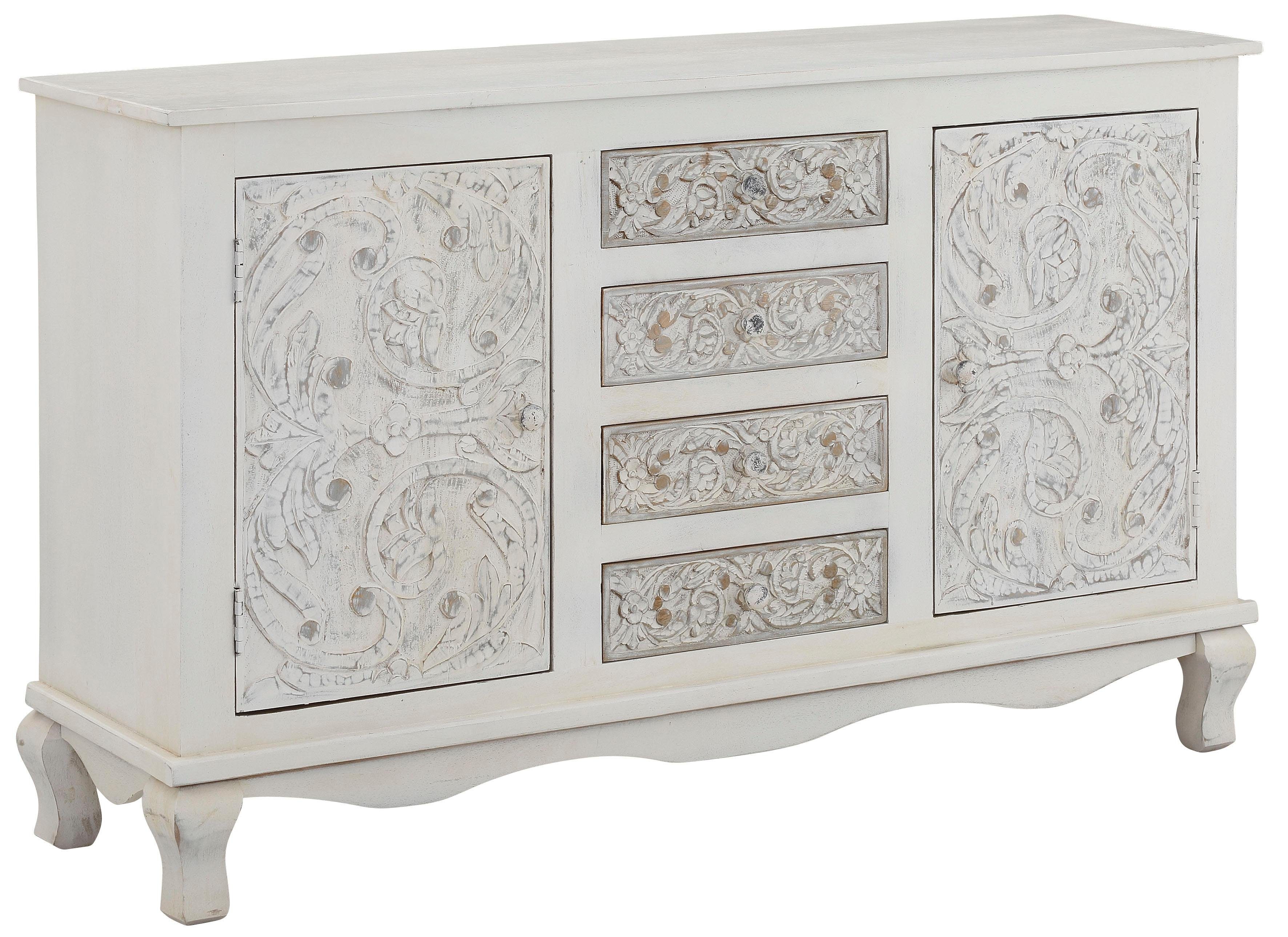 Home affaire Dressoir Rajat Kast van mangohout met deurfrontfrezingen, breedte 140 cm