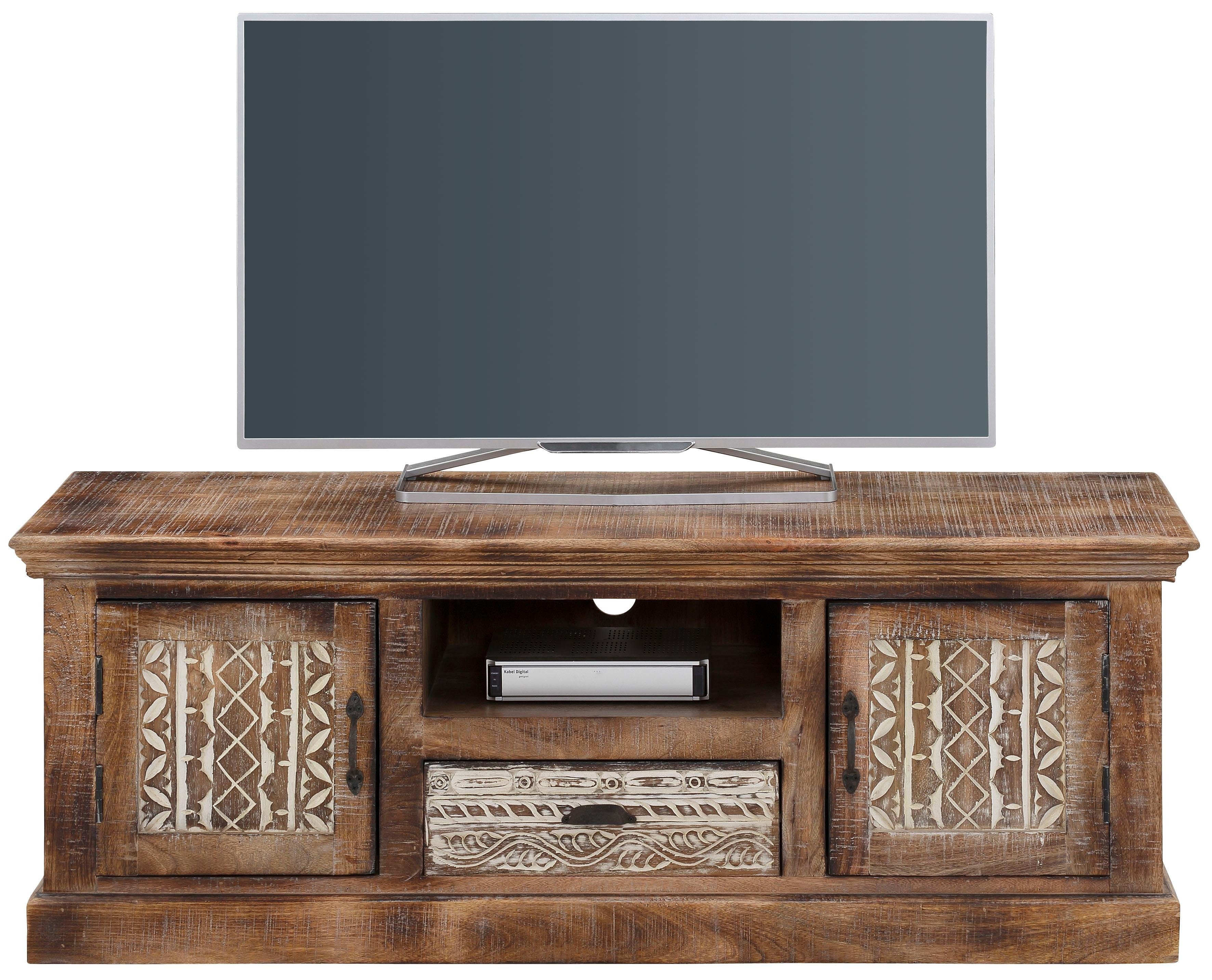 Home affaire Tv-meubel Maneesh Commode van massief mango hout met opbergruimtes, breedte 135cm