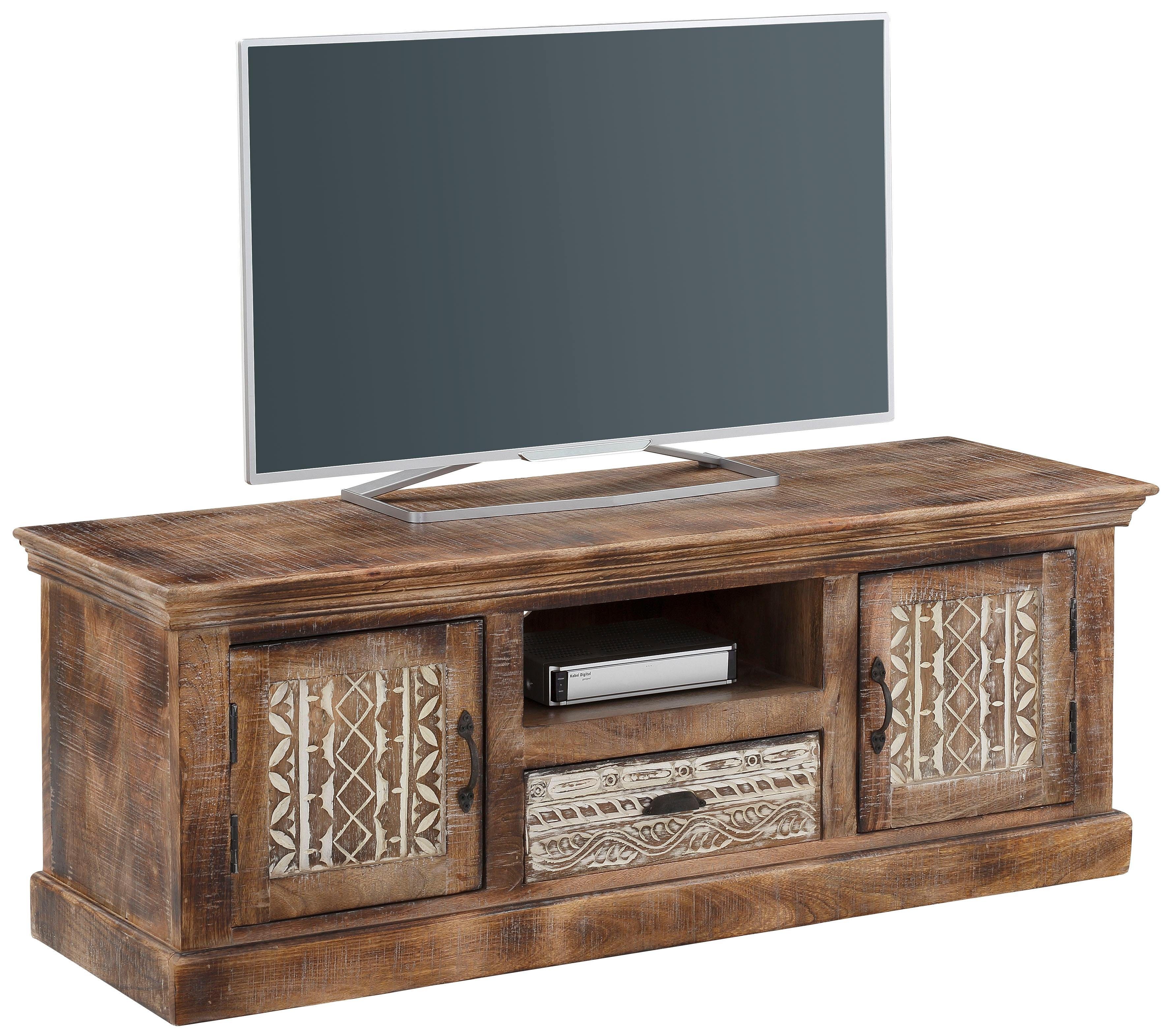 Home affaire Tv-meubel Maneesh Commode van massief mango hout met opbergruimtes, breedte 135cm