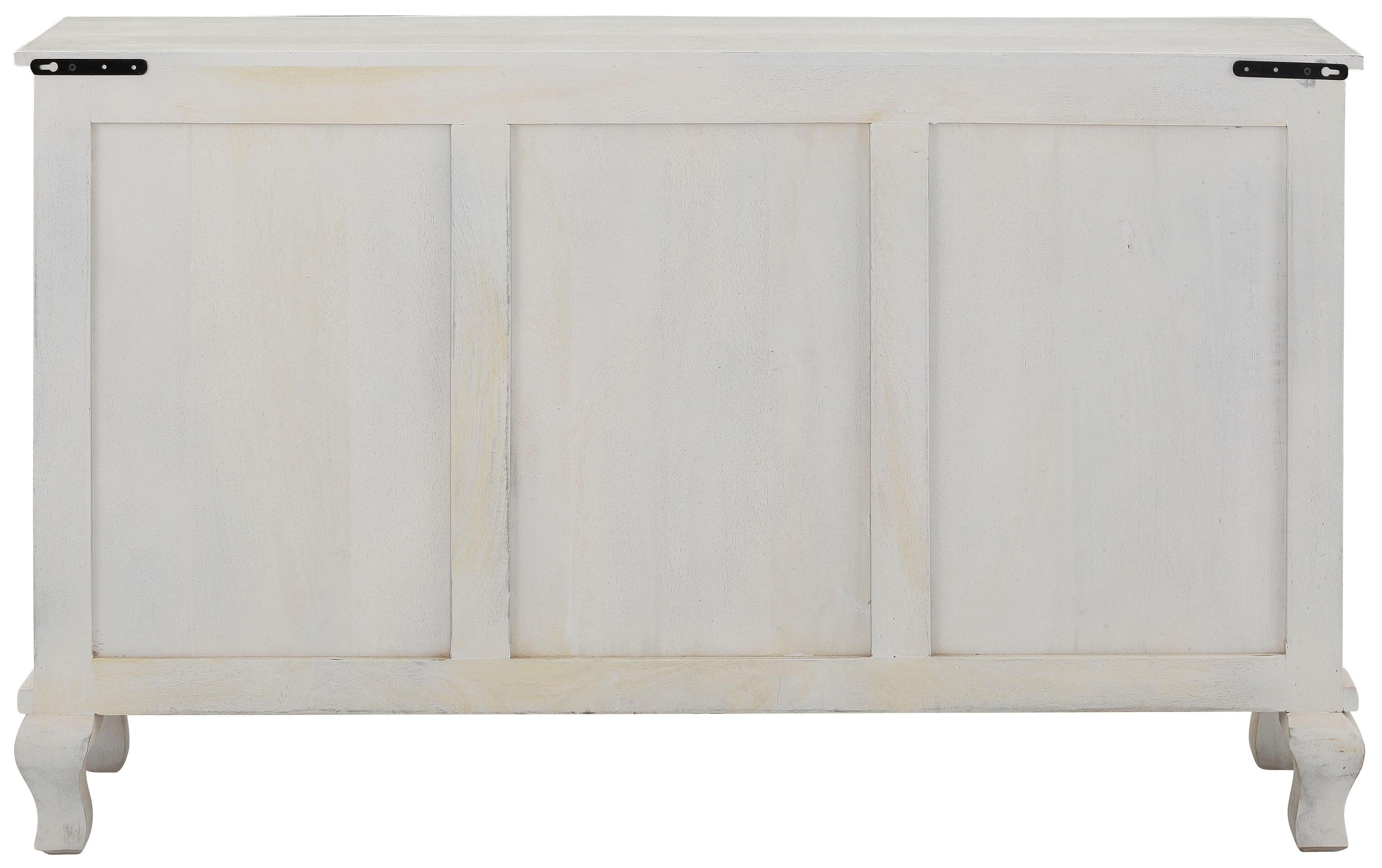 Home affaire Dressoir Rajat Kast van mangohout met deurfrontfrezingen, breedte 140 cm