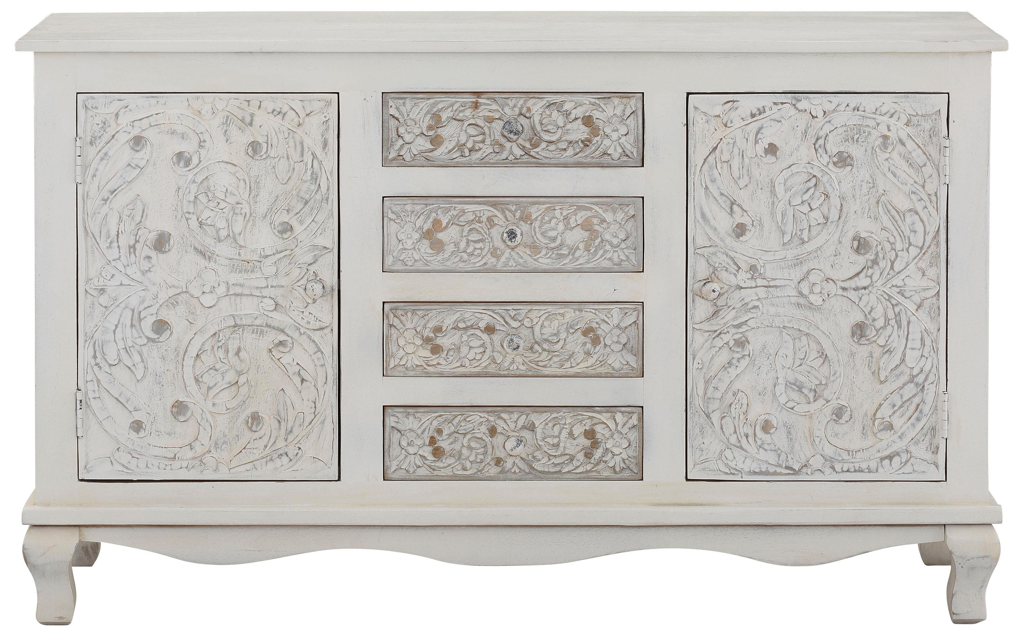 Home affaire Dressoir Rajat Kast van mangohout met deurfrontfrezingen, breedte 140 cm