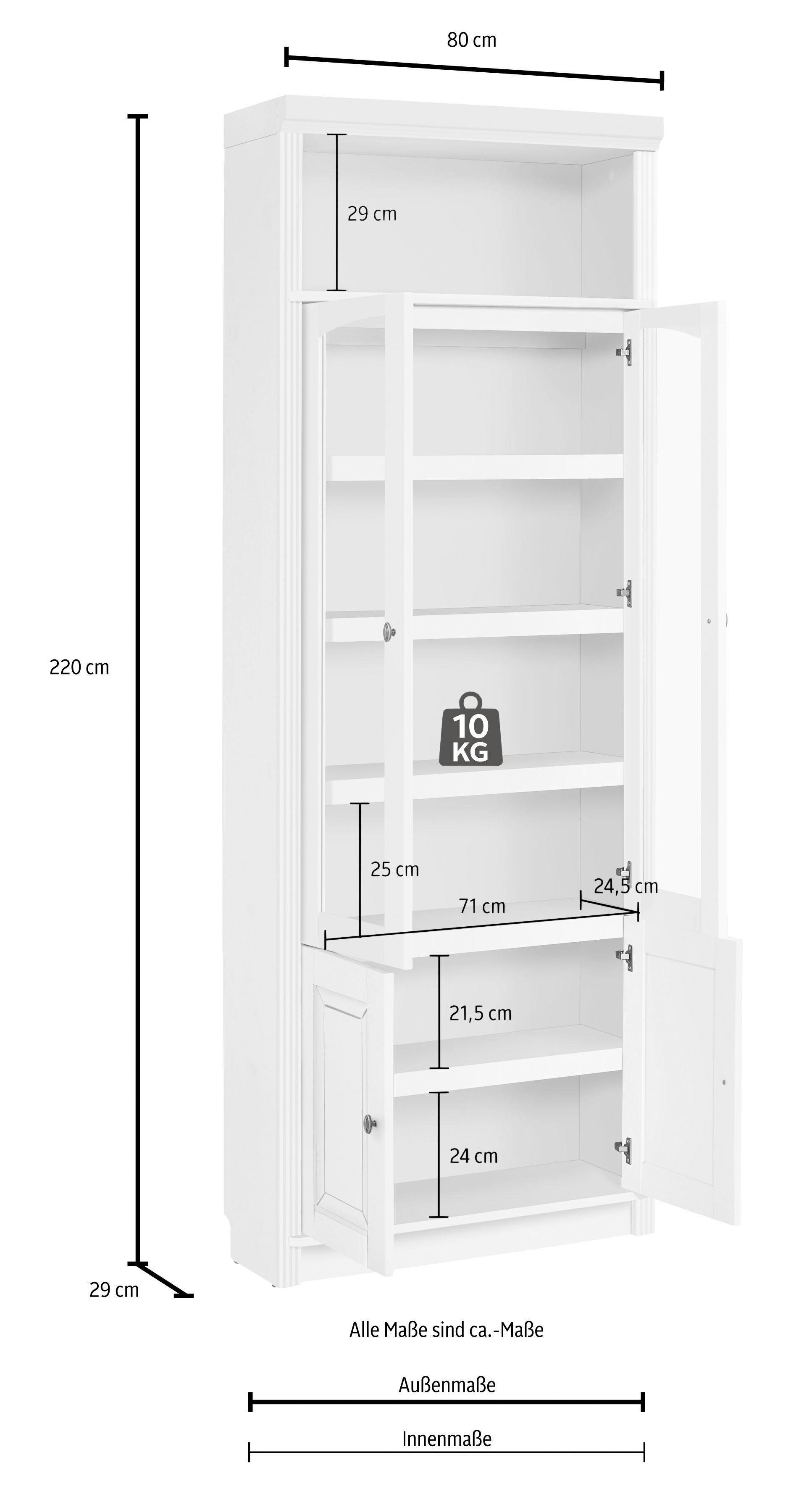 Home affaire Boekenkast Soeren massief grenen, in 2 hoogten, diepte 29 cm, deuren met vensterglas-inzet